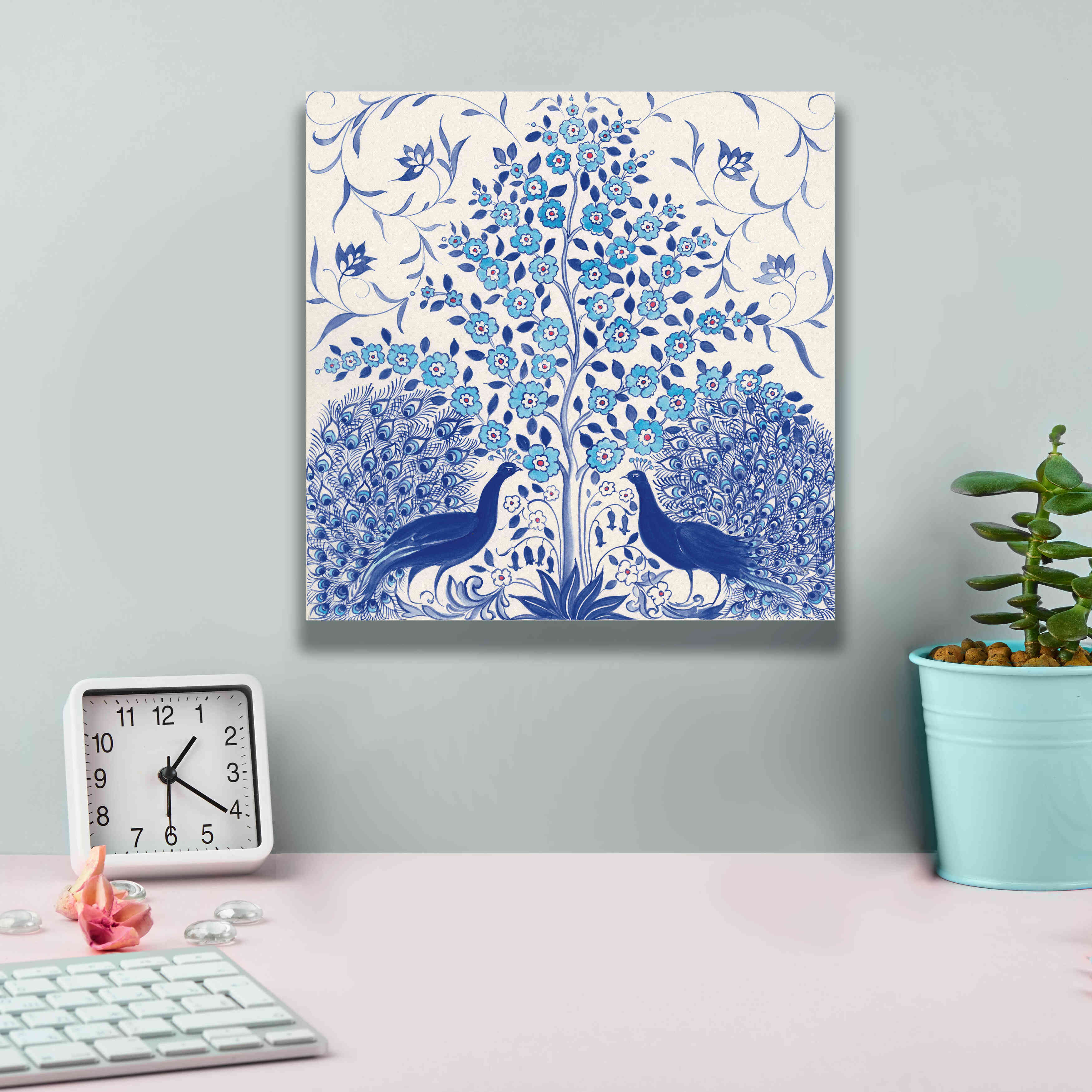 'Peacock Garden VIII' by Miranda Thomas, Giclee Canvas Wall Art,12x12