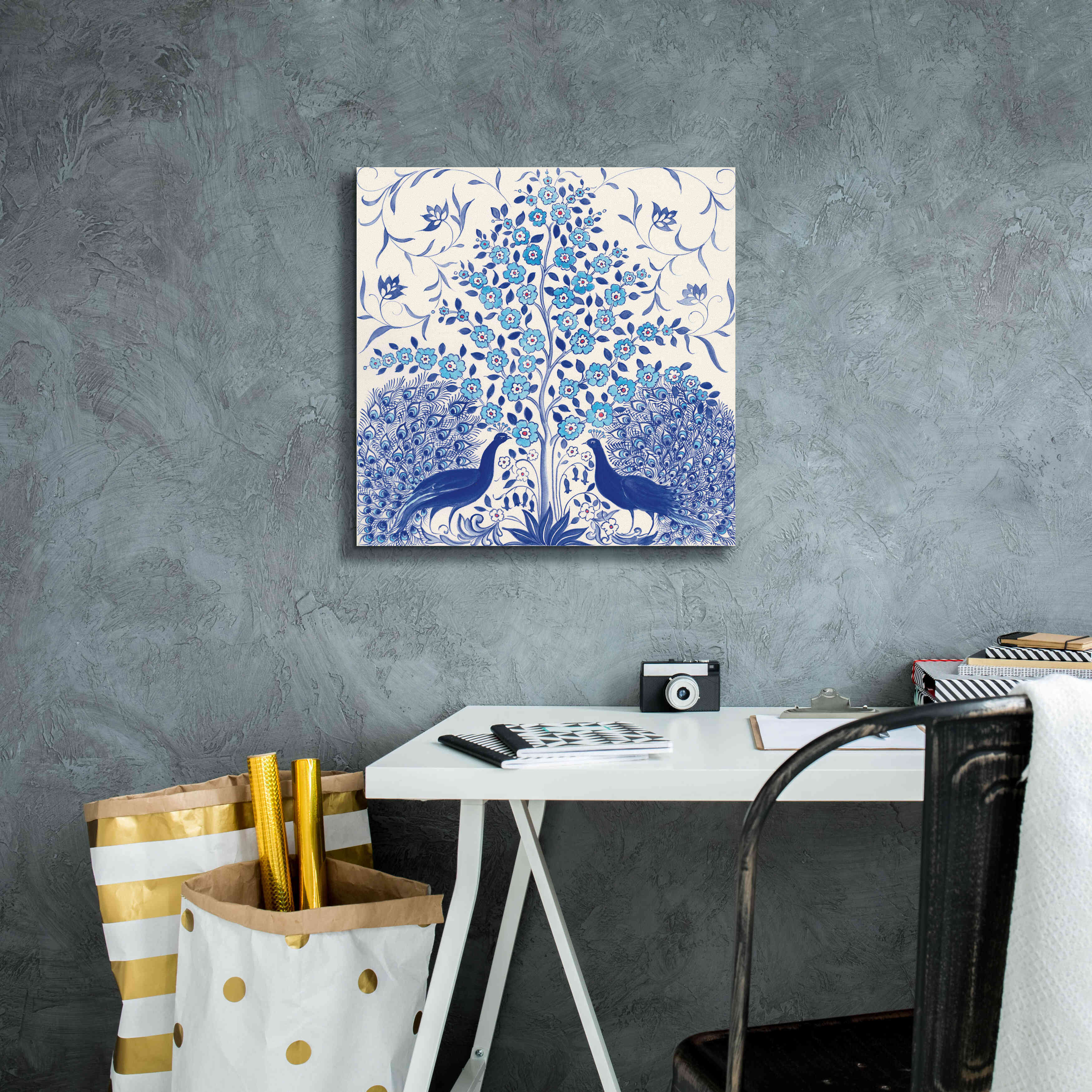 'Peacock Garden VIII' by Miranda Thomas, Giclee Canvas Wall Art,18x18