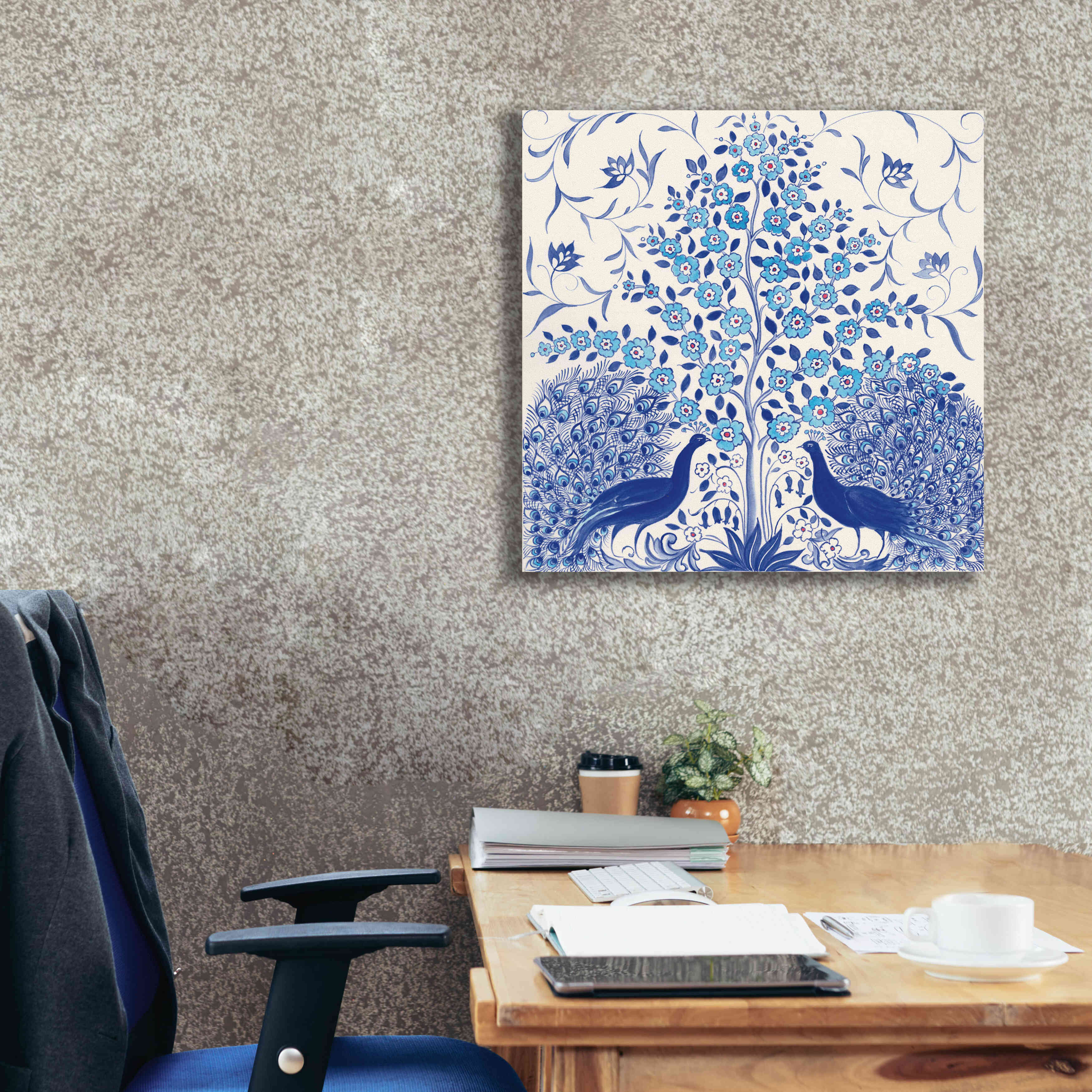 'Peacock Garden VIII' by Miranda Thomas, Giclee Canvas Wall Art,26x26