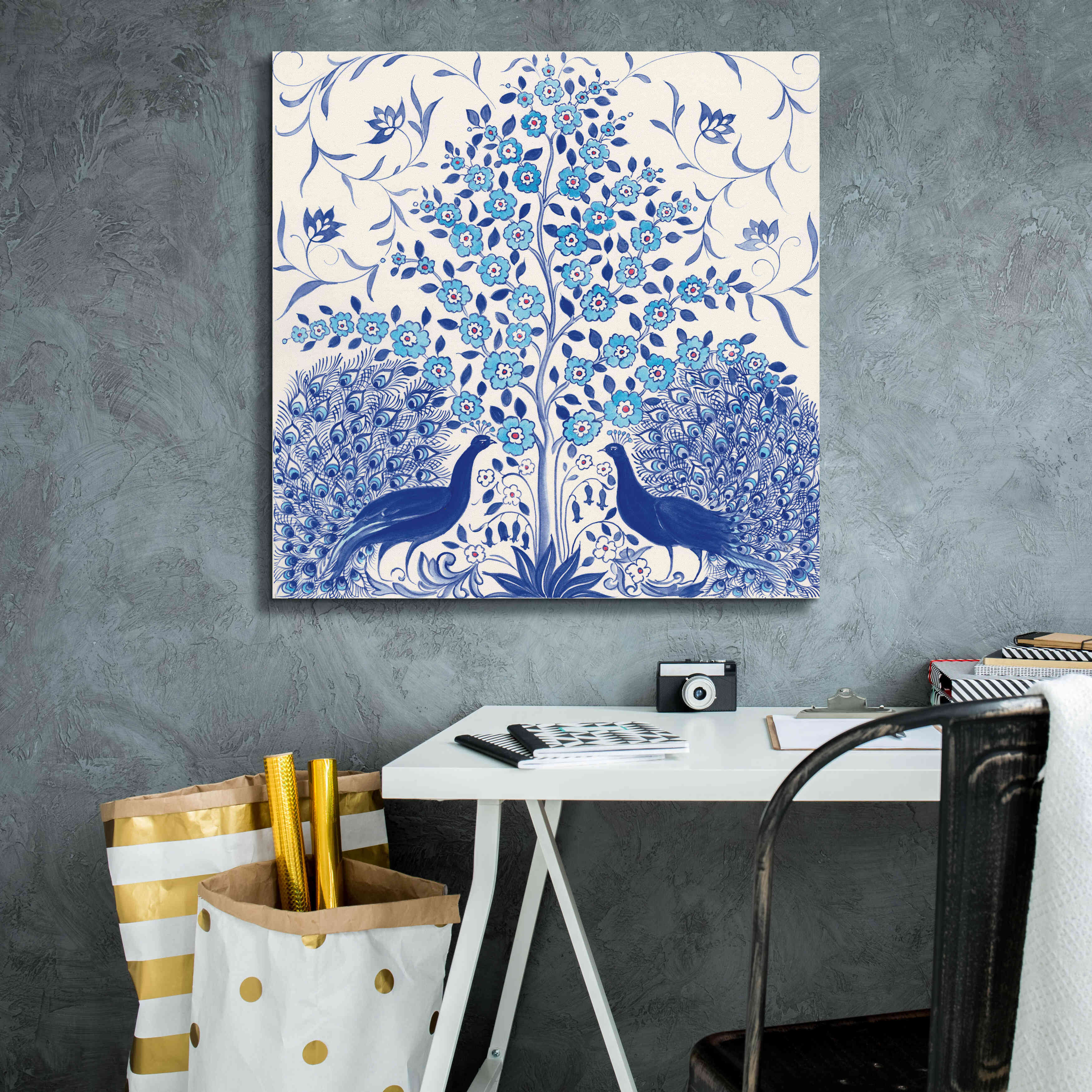 'Peacock Garden VIII' by Miranda Thomas, Giclee Canvas Wall Art,26x26