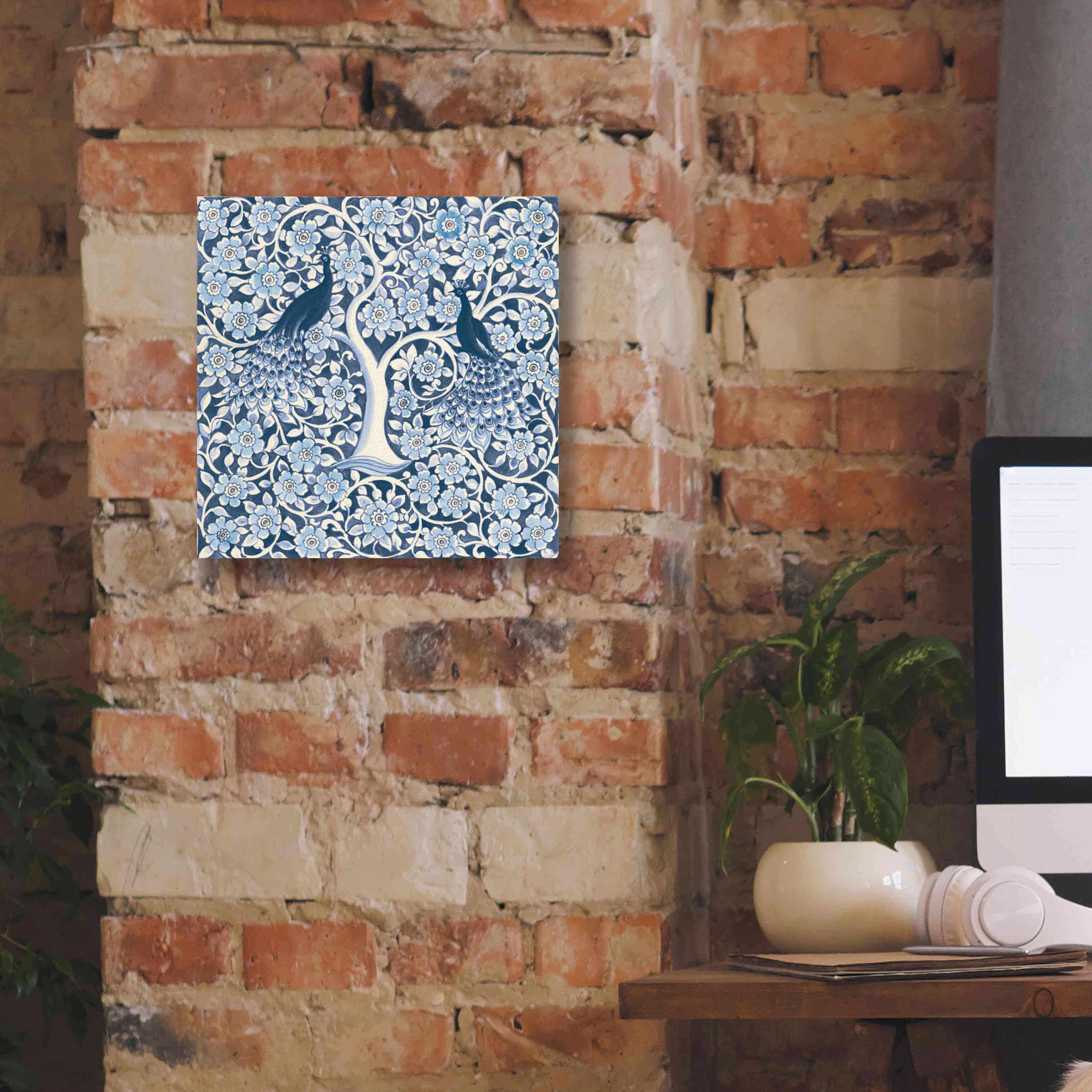 'Peacock Garden VII v2' by Miranda Thomas, Giclee Canvas Wall Art,12x12