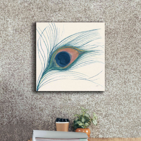 Image of 'Peacock Feather I Blue' by Miranda Thomas, Giclee Canvas Wall Art,18x18