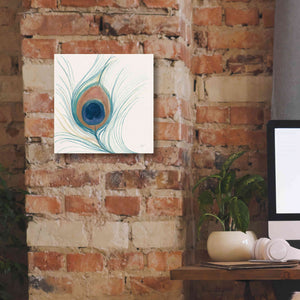 'Peacock Feather II Blue' by Miranda Thomas, Giclee Canvas Wall Art,12x12
