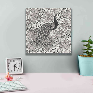 'Peacock Garden III BW' by Miranda Thomas, Giclee Canvas Wall Art,12x12