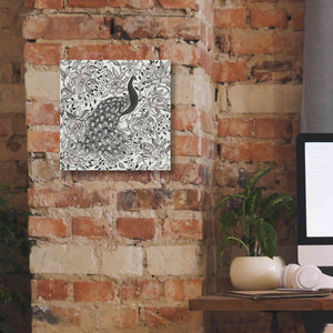'Peacock Garden III BW' by Miranda Thomas, Giclee Canvas Wall Art,12x12
