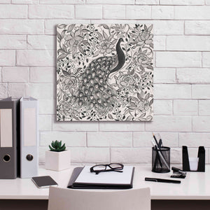'Peacock Garden III BW' by Miranda Thomas, Giclee Canvas Wall Art,18x18
