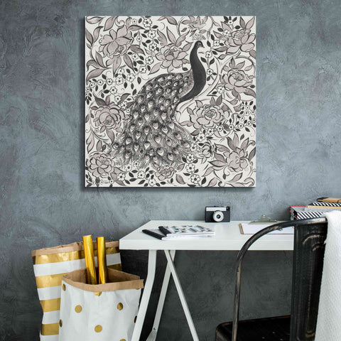 Image of 'Peacock Garden III BW' by Miranda Thomas, Giclee Canvas Wall Art,26x26