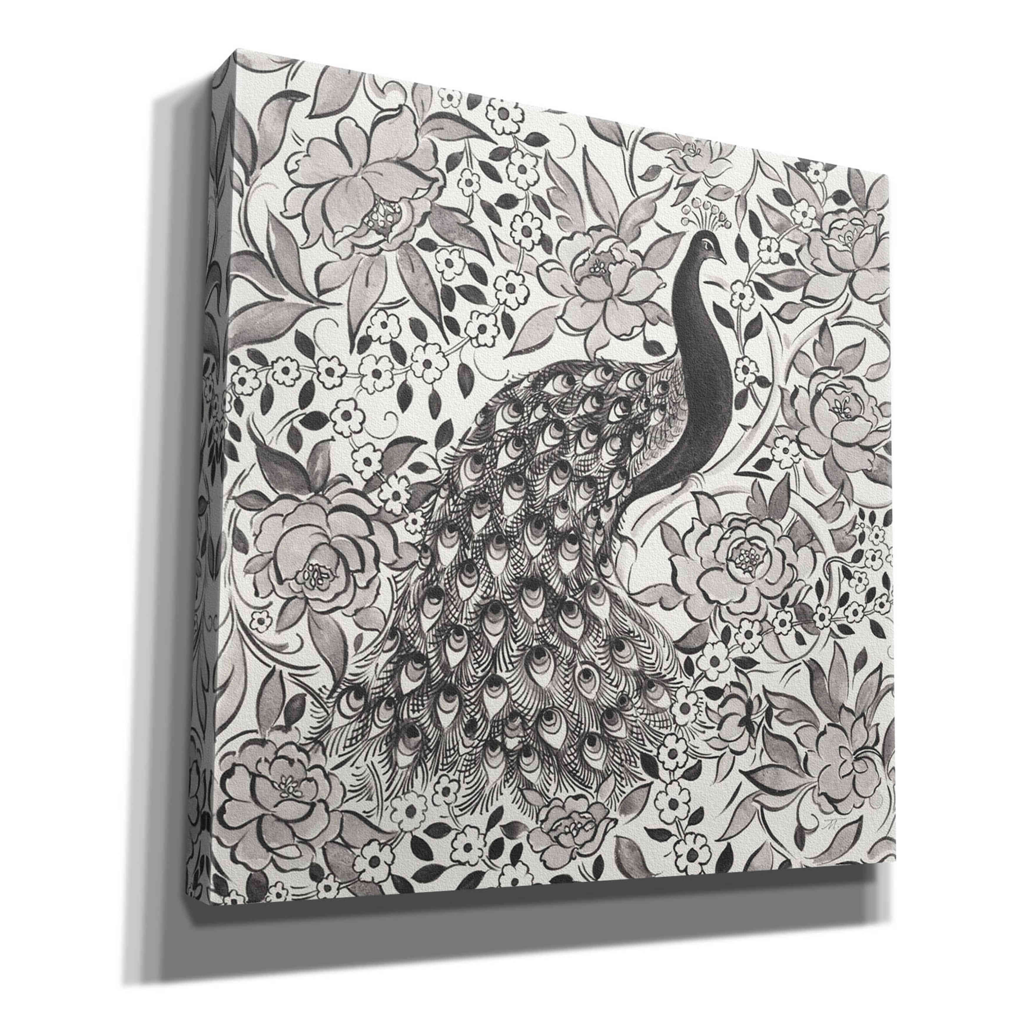 'Peacock Garden III BW' by Miranda Thomas, Giclee Canvas Wall Art