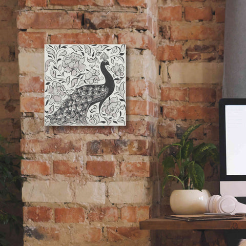 Image of 'Peacock Garden IV BW' by Miranda Thomas, Giclee Canvas Wall Art,12x12