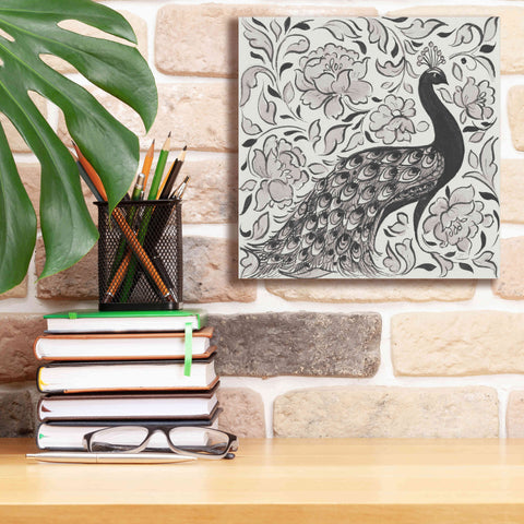 Image of 'Peacock Garden IV BW' by Miranda Thomas, Giclee Canvas Wall Art,12x12