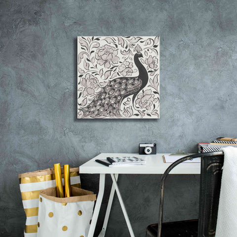 Image of 'Peacock Garden IV BW' by Miranda Thomas, Giclee Canvas Wall Art,18x18