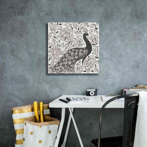 'Peacock Garden IV BW' by Miranda Thomas, Giclee Canvas Wall Art,18x18