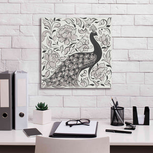 'Peacock Garden IV BW' by Miranda Thomas, Giclee Canvas Wall Art,18x18
