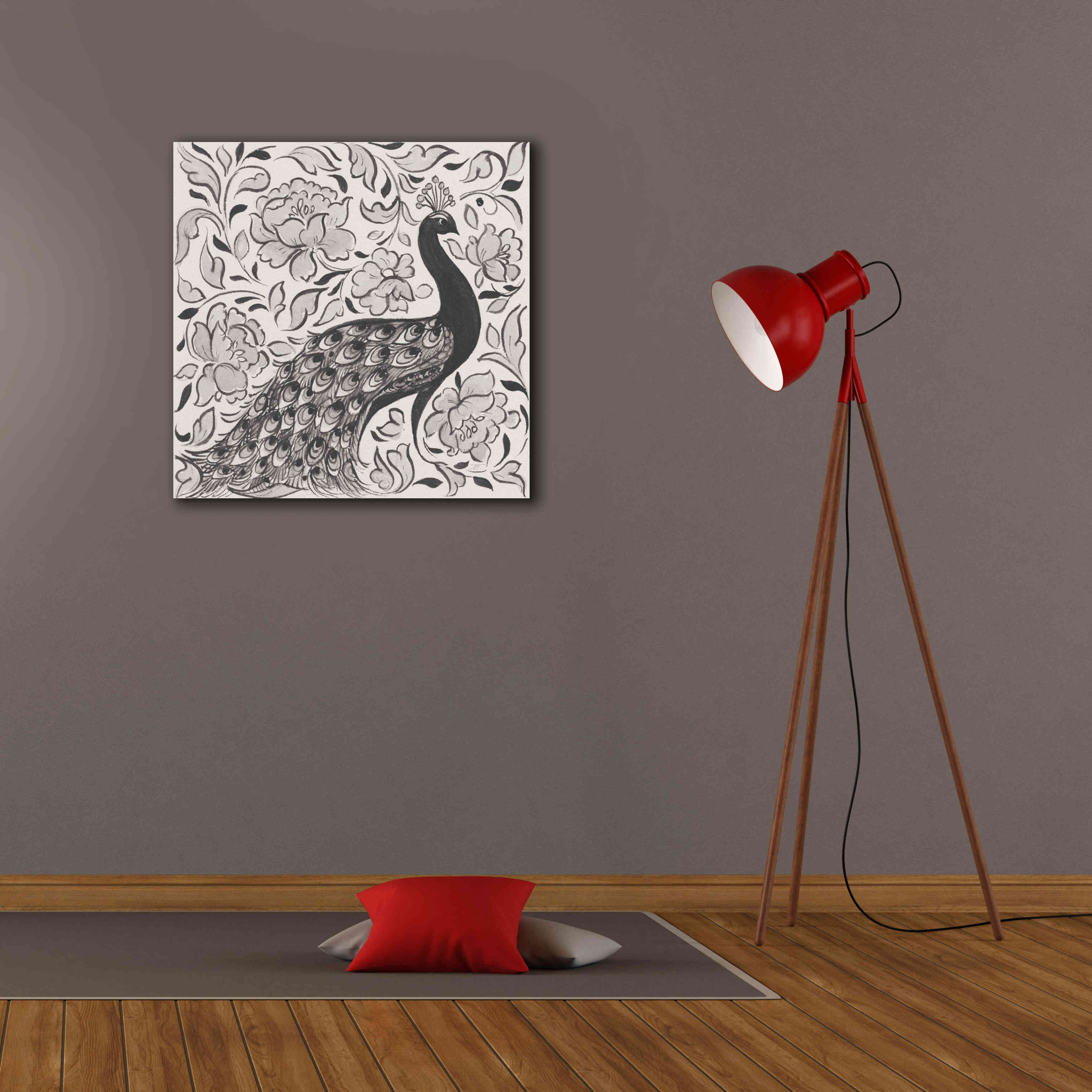 'Peacock Garden IV BW' by Miranda Thomas, Giclee Canvas Wall Art,26x26