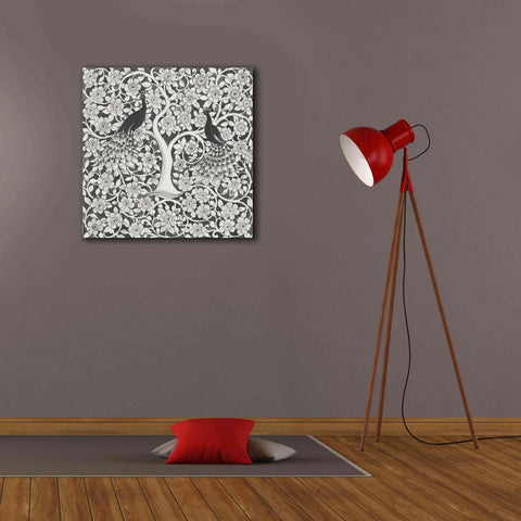 Image of 'Peacock Garden VII BW' by Miranda Thomas, Giclee Canvas Wall Art,26x26
