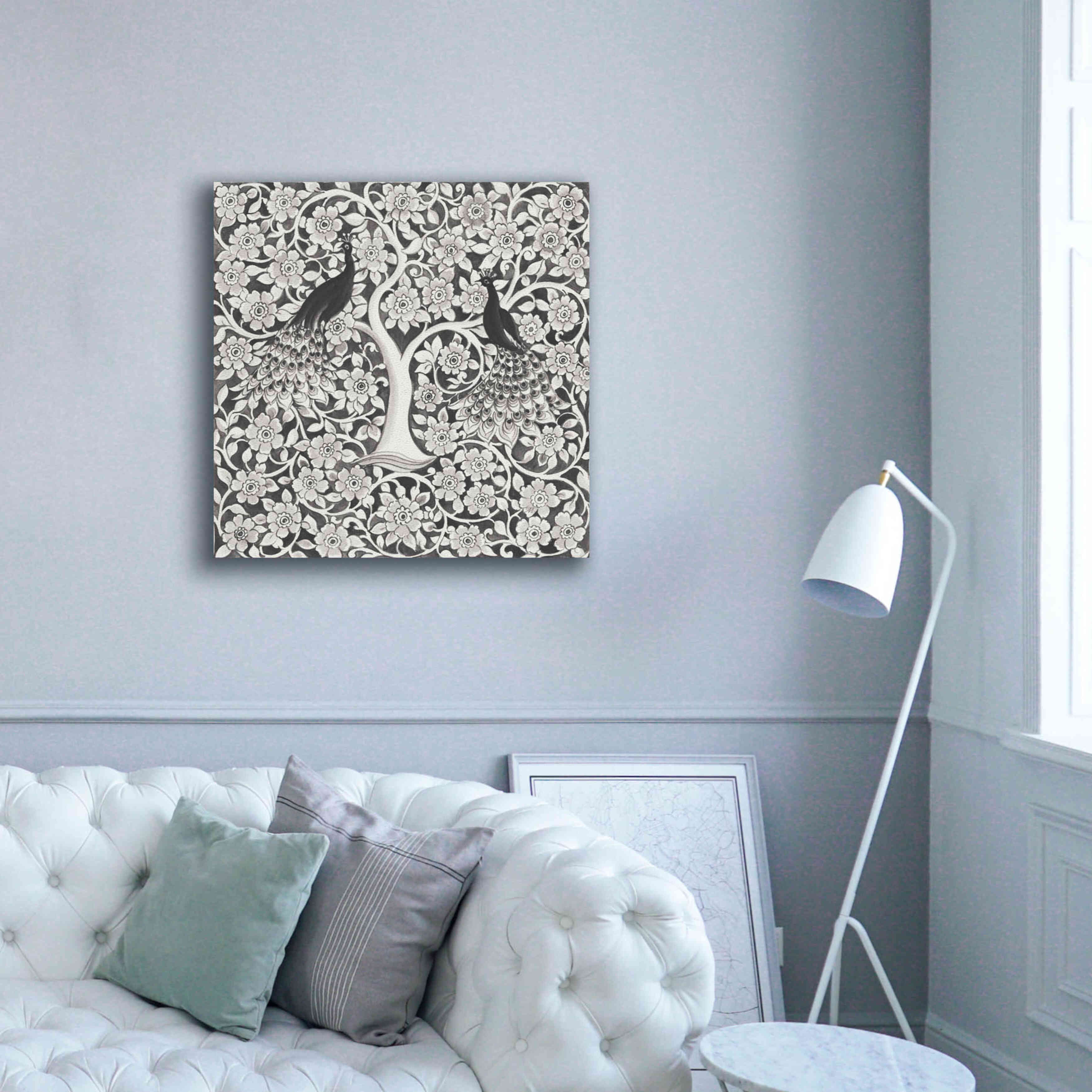 'Peacock Garden VII BW' by Miranda Thomas, Giclee Canvas Wall Art,37x37