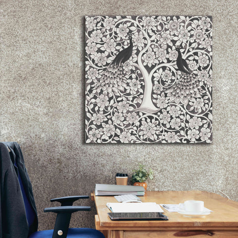 Image of 'Peacock Garden VII BW' by Miranda Thomas, Giclee Canvas Wall Art,37x37