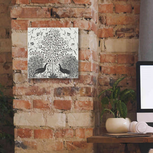 'Peacock Garden VIII BW' by Miranda Thomas, Giclee Canvas Wall Art,12x12