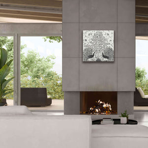 'Peacock Garden VIII BW' by Miranda Thomas, Giclee Canvas Wall Art,26x26
