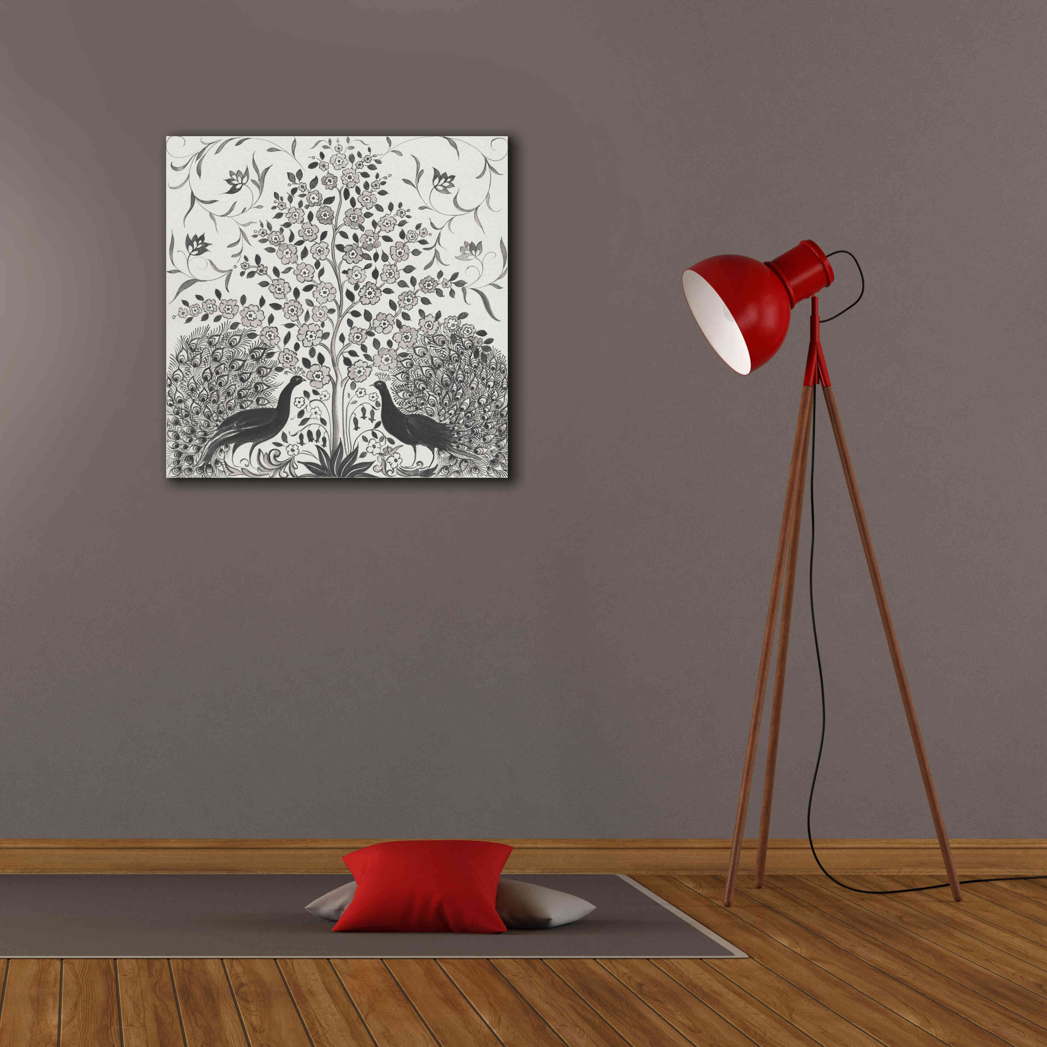 'Peacock Garden VIII BW' by Miranda Thomas, Giclee Canvas Wall Art,26x26