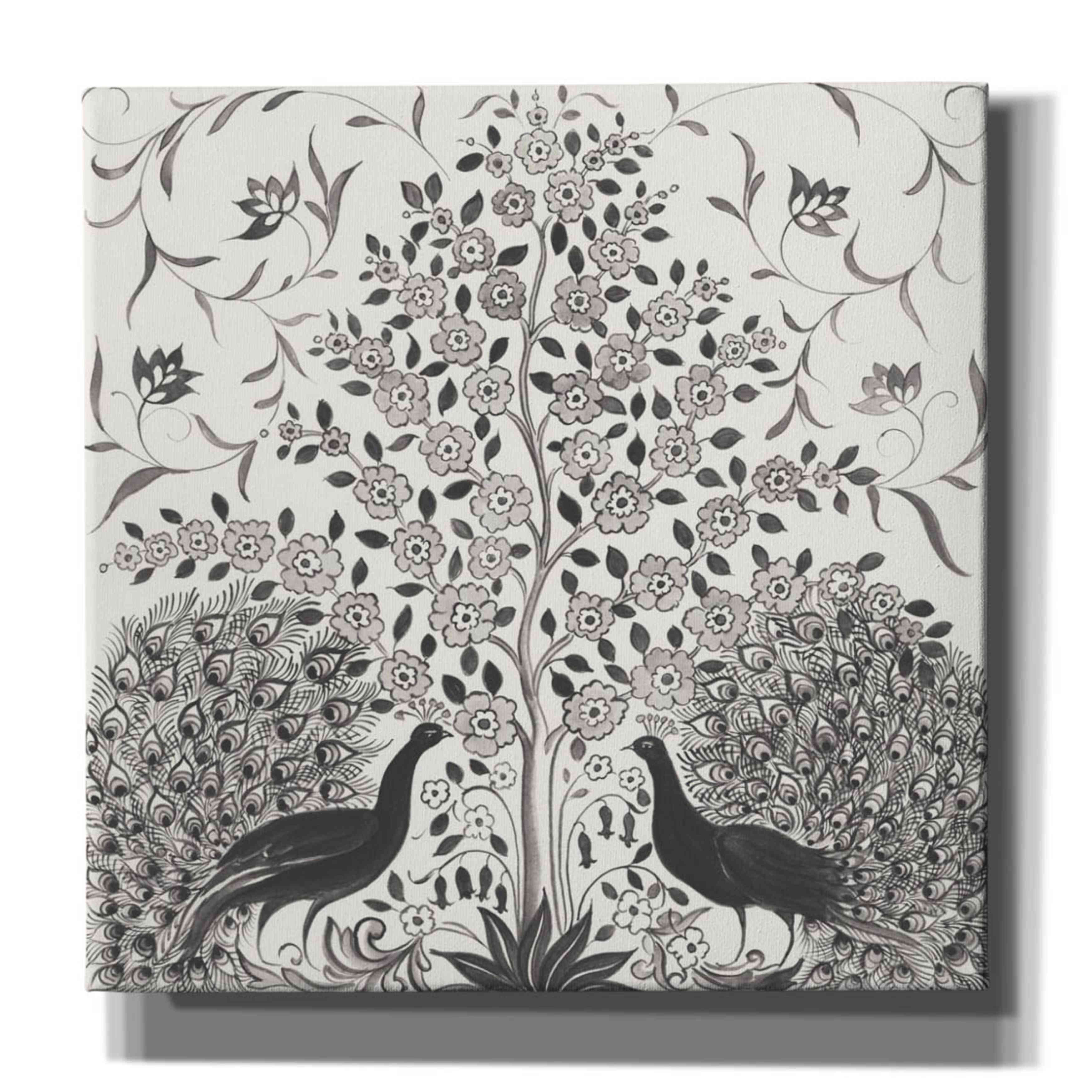 'Peacock Garden VIII BW' by Miranda Thomas, Giclee Canvas Wall Art
