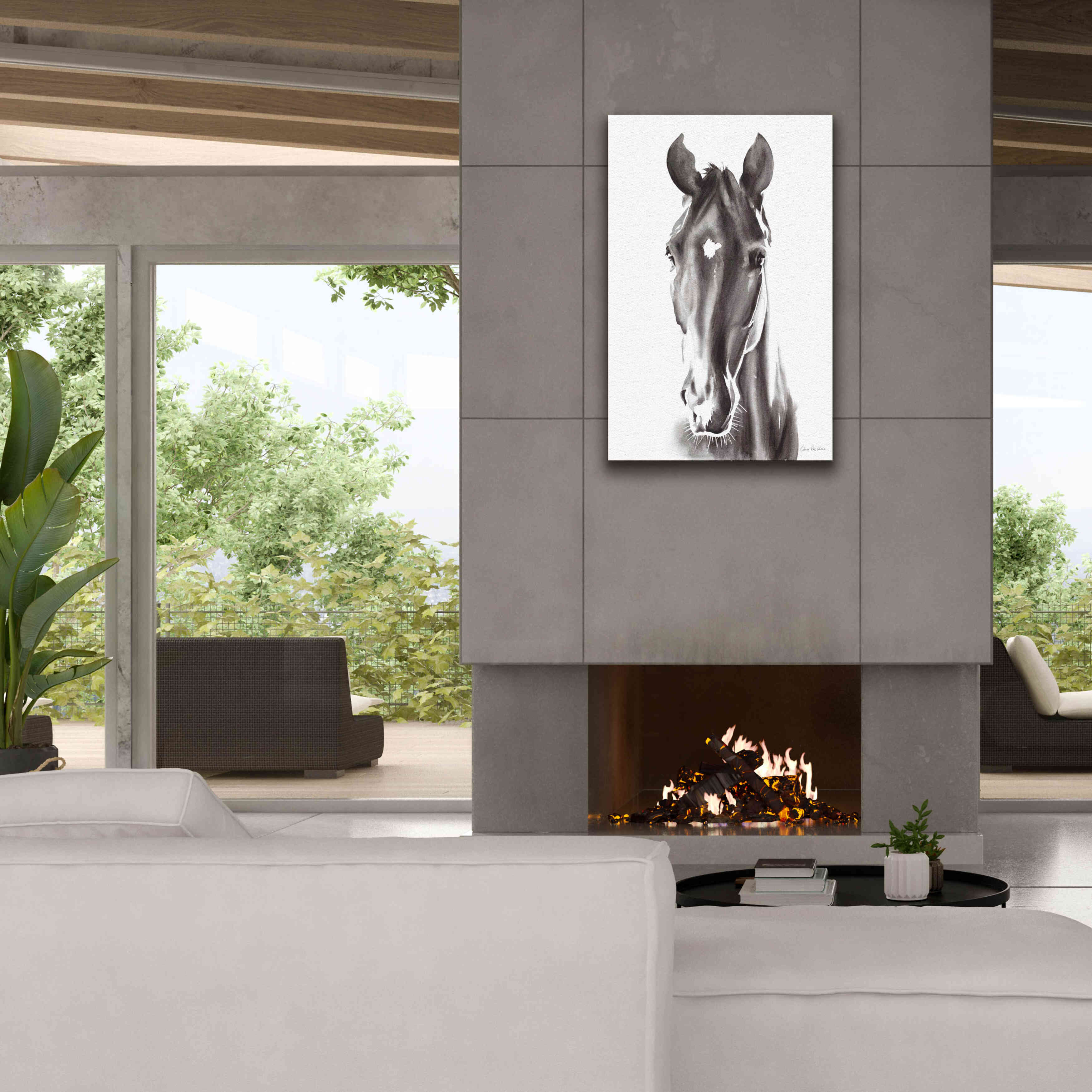 'Le Cheval Noir' by Alan Majchrowicz, Giclee Canvas Wall Art,26x40