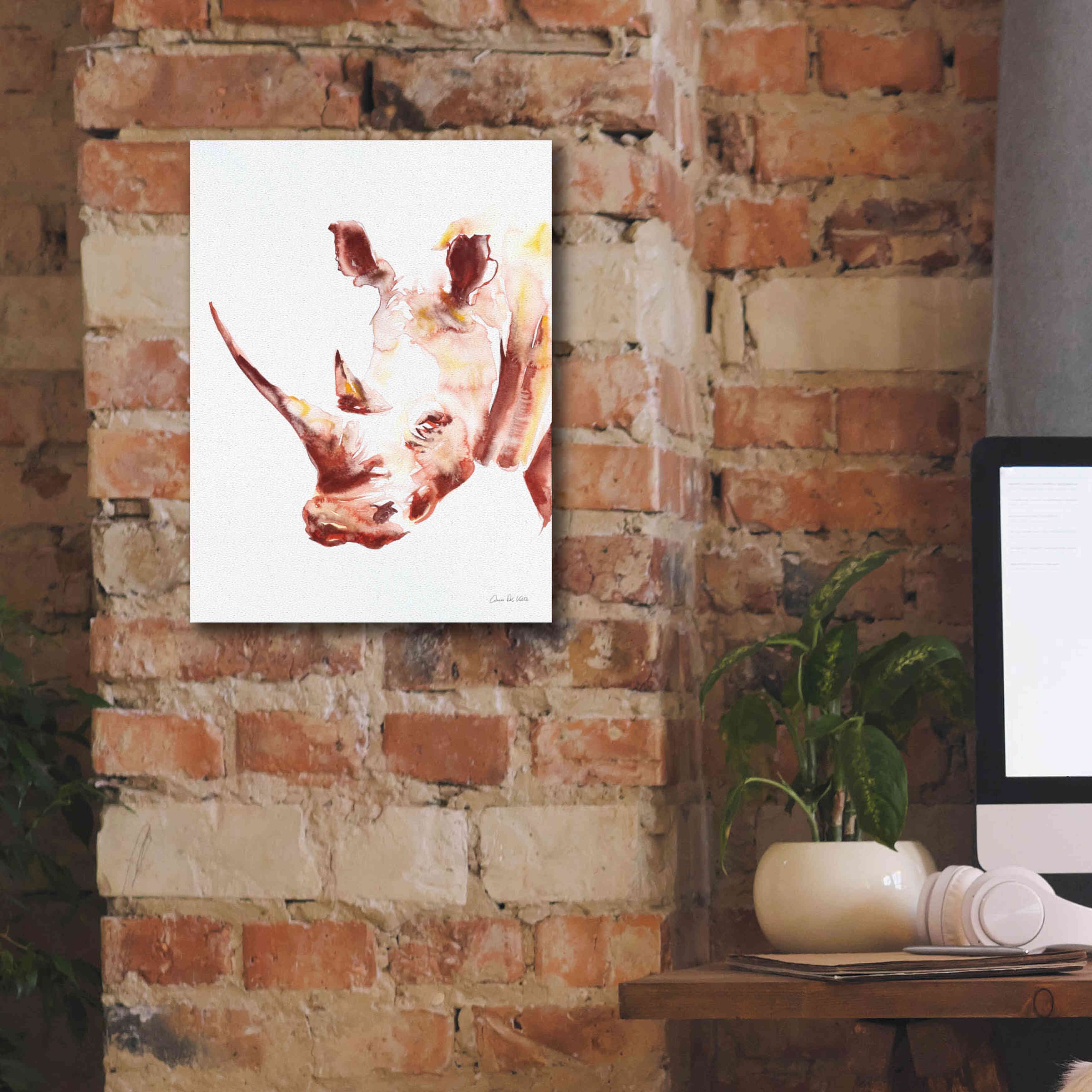 'Rhino' by Alan Majchrowicz, Giclee Canvas Wall Art,12x16