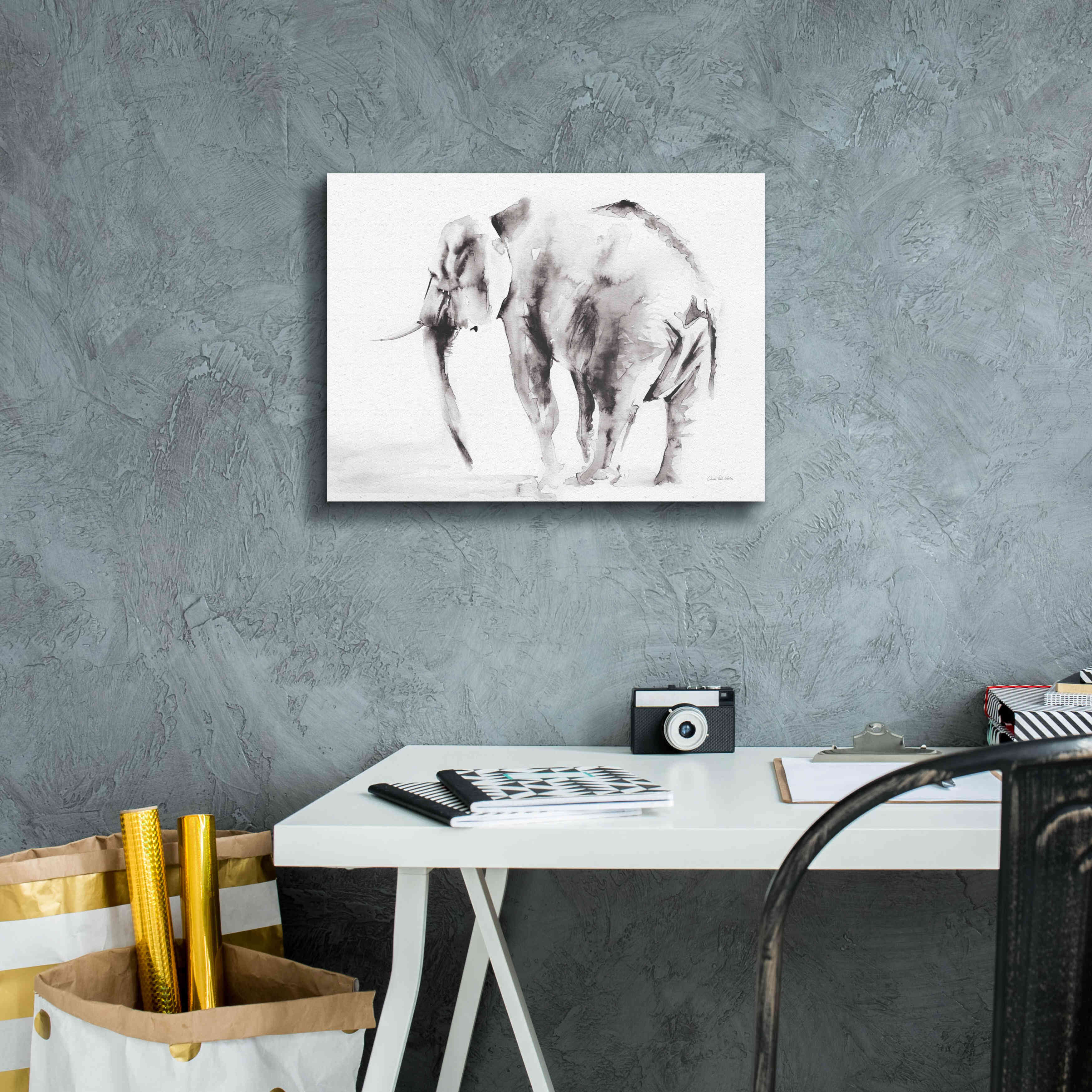 'Lone Elephant Gray' by Alan Majchrowicz, Giclee Canvas Wall Art,16x12