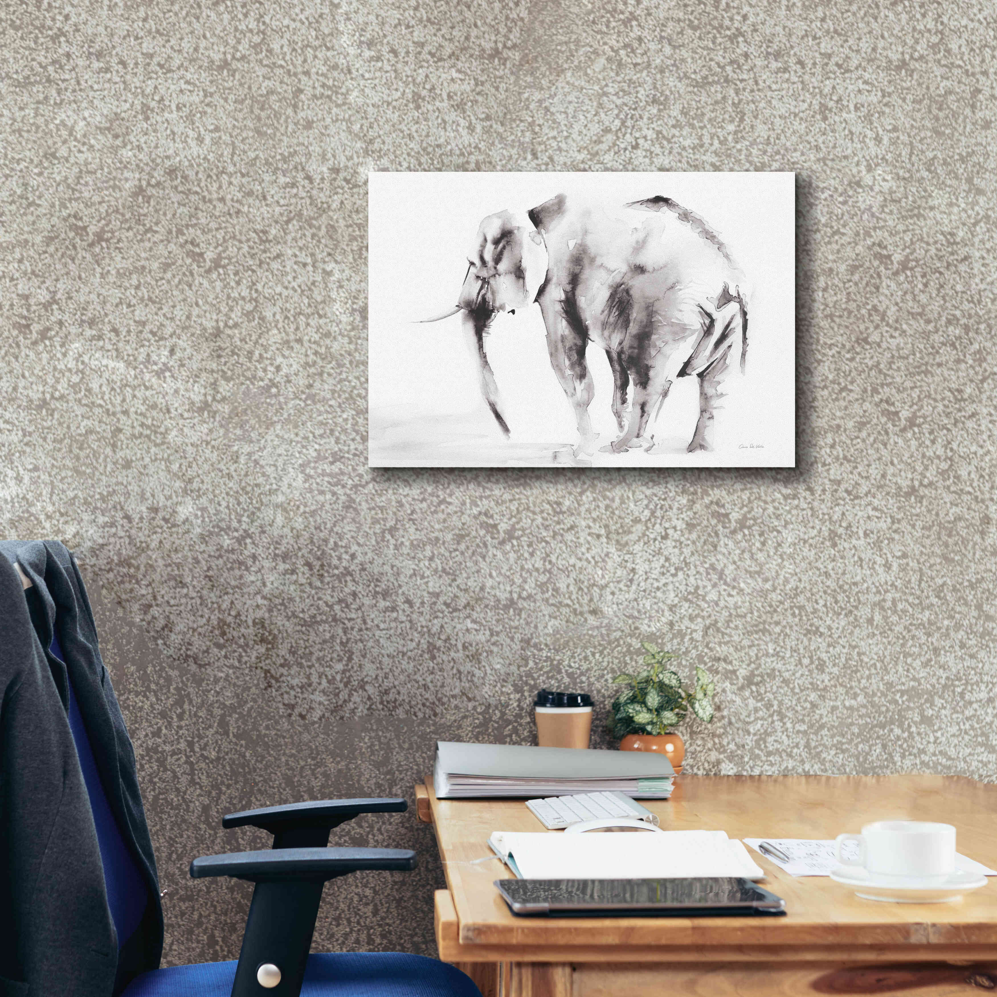 'Lone Elephant Gray' by Alan Majchrowicz, Giclee Canvas Wall Art,26x18