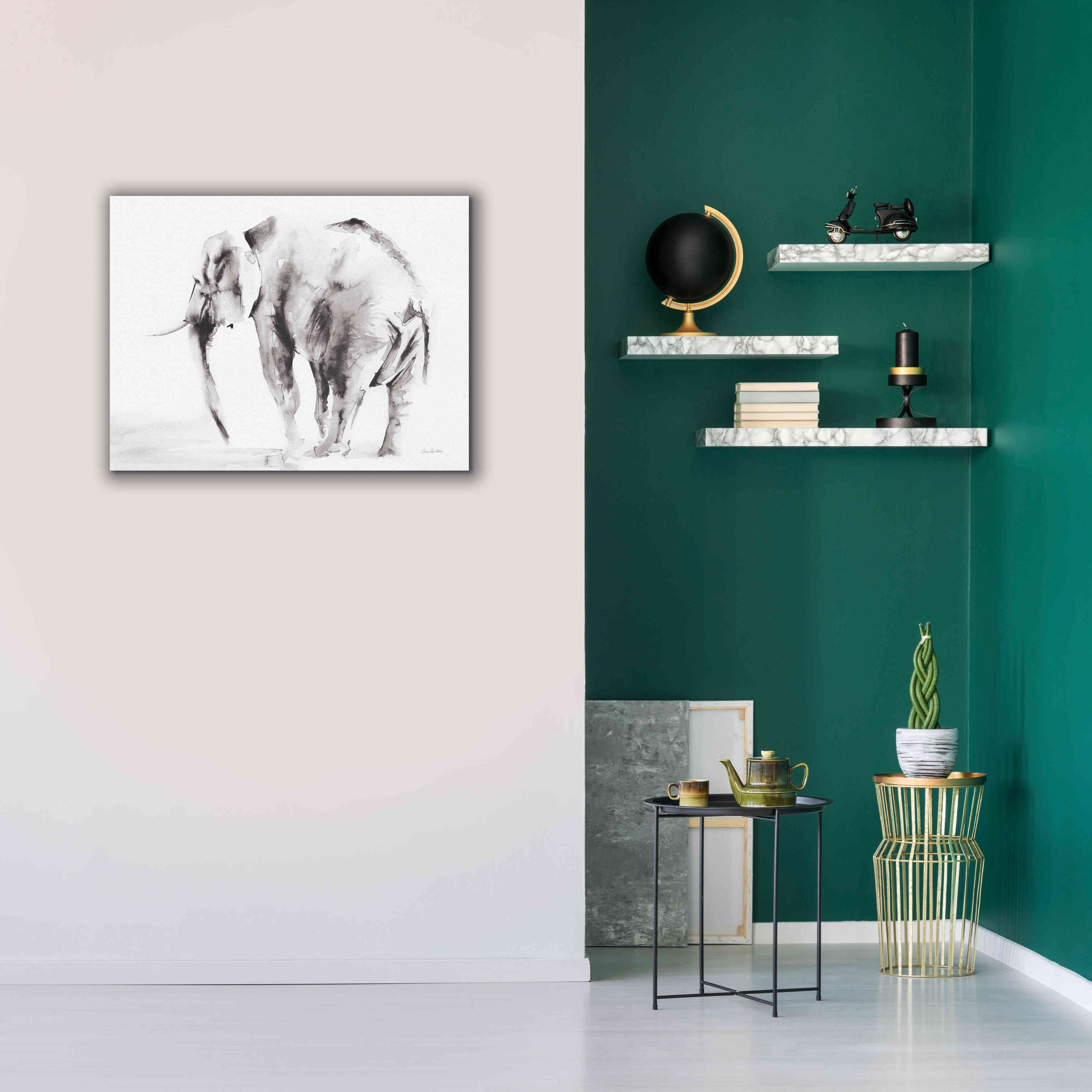 'Lone Elephant Gray' by Alan Majchrowicz, Giclee Canvas Wall Art,34x26