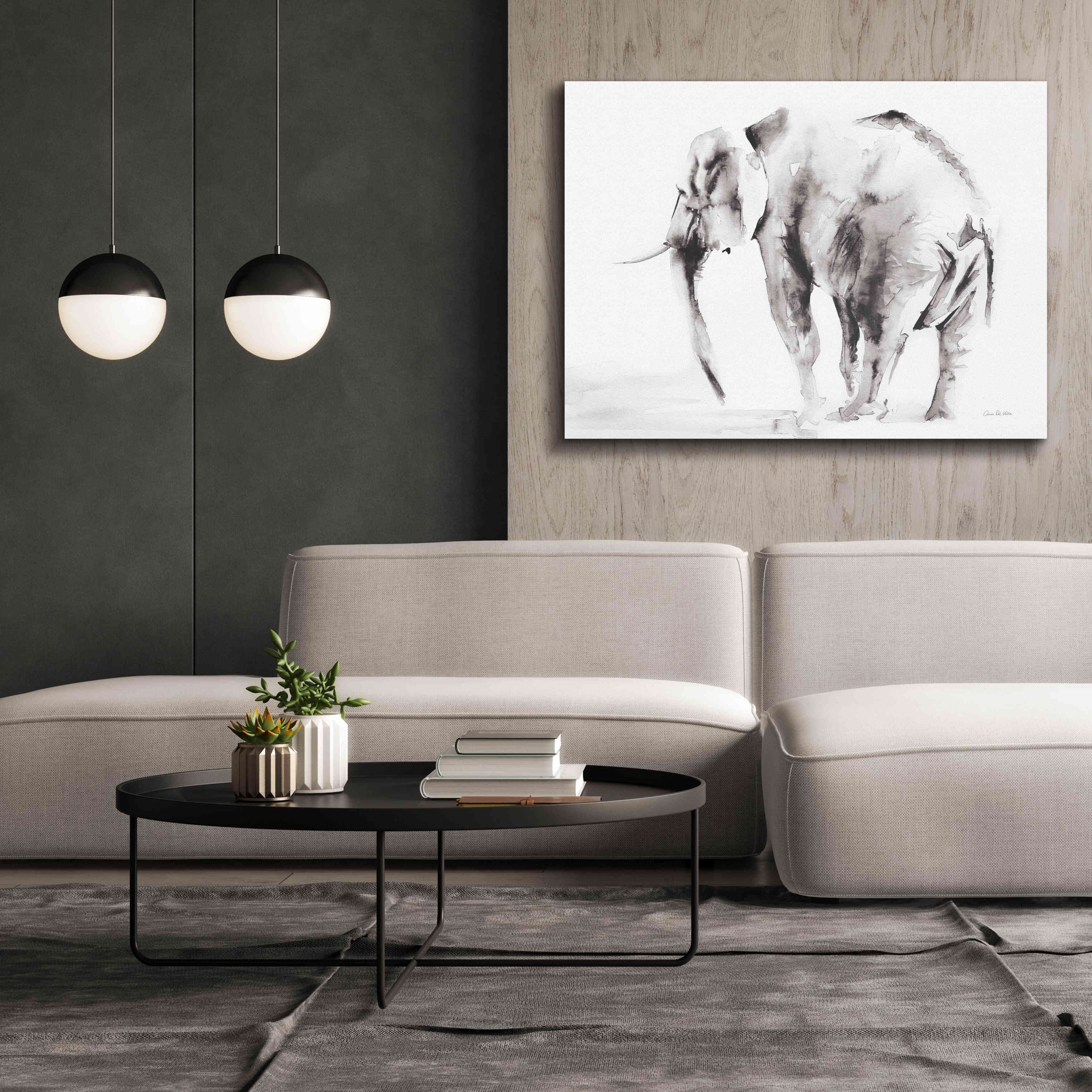 'Lone Elephant Gray' by Alan Majchrowicz, Giclee Canvas Wall Art,54x40