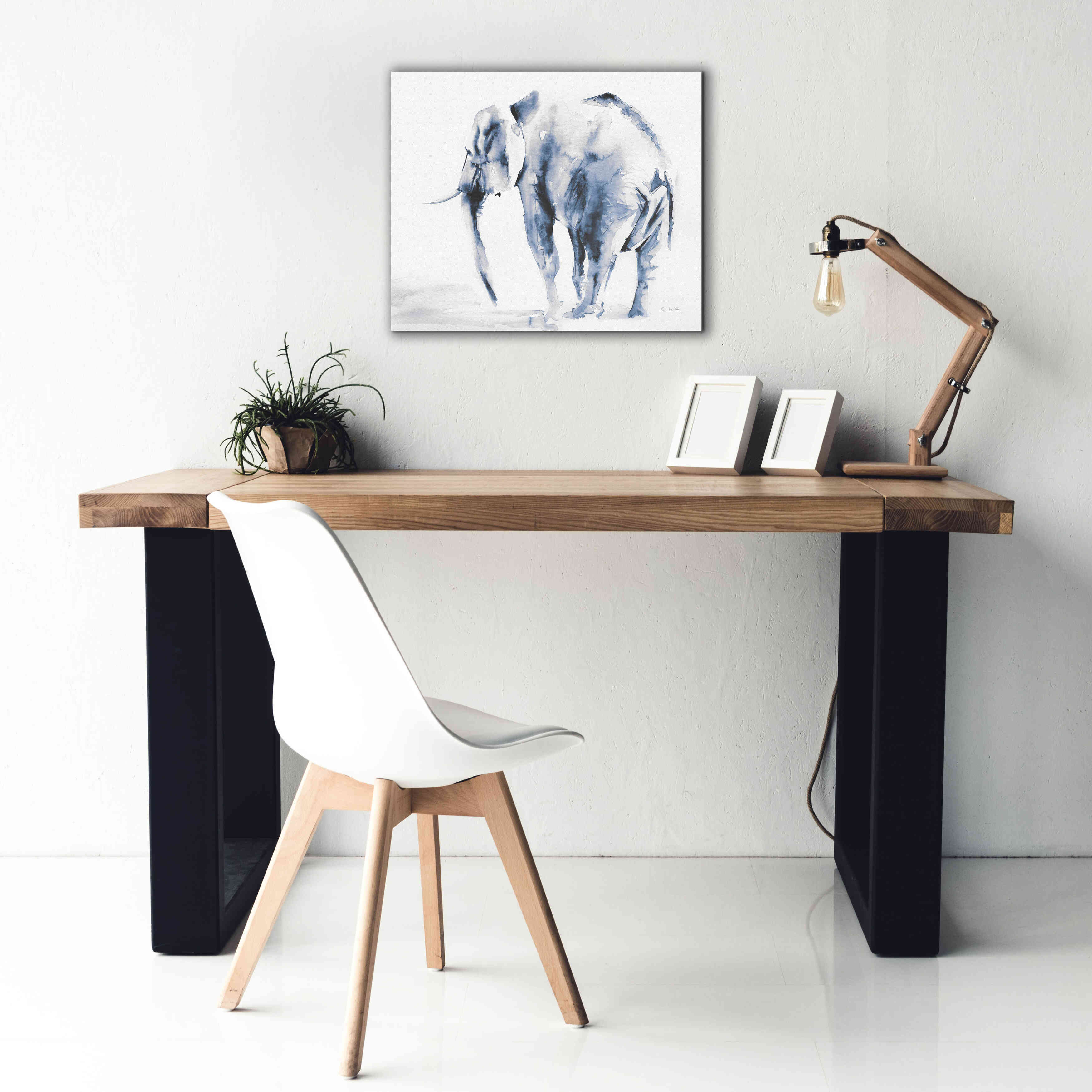 'Lone Elephant Blue Gray' by Alan Majchrowicz, Giclee Canvas Wall Art,24x20