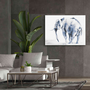 'Lone Elephant Blue Gray' by Alan Majchrowicz, Giclee Canvas Wall Art,54x40