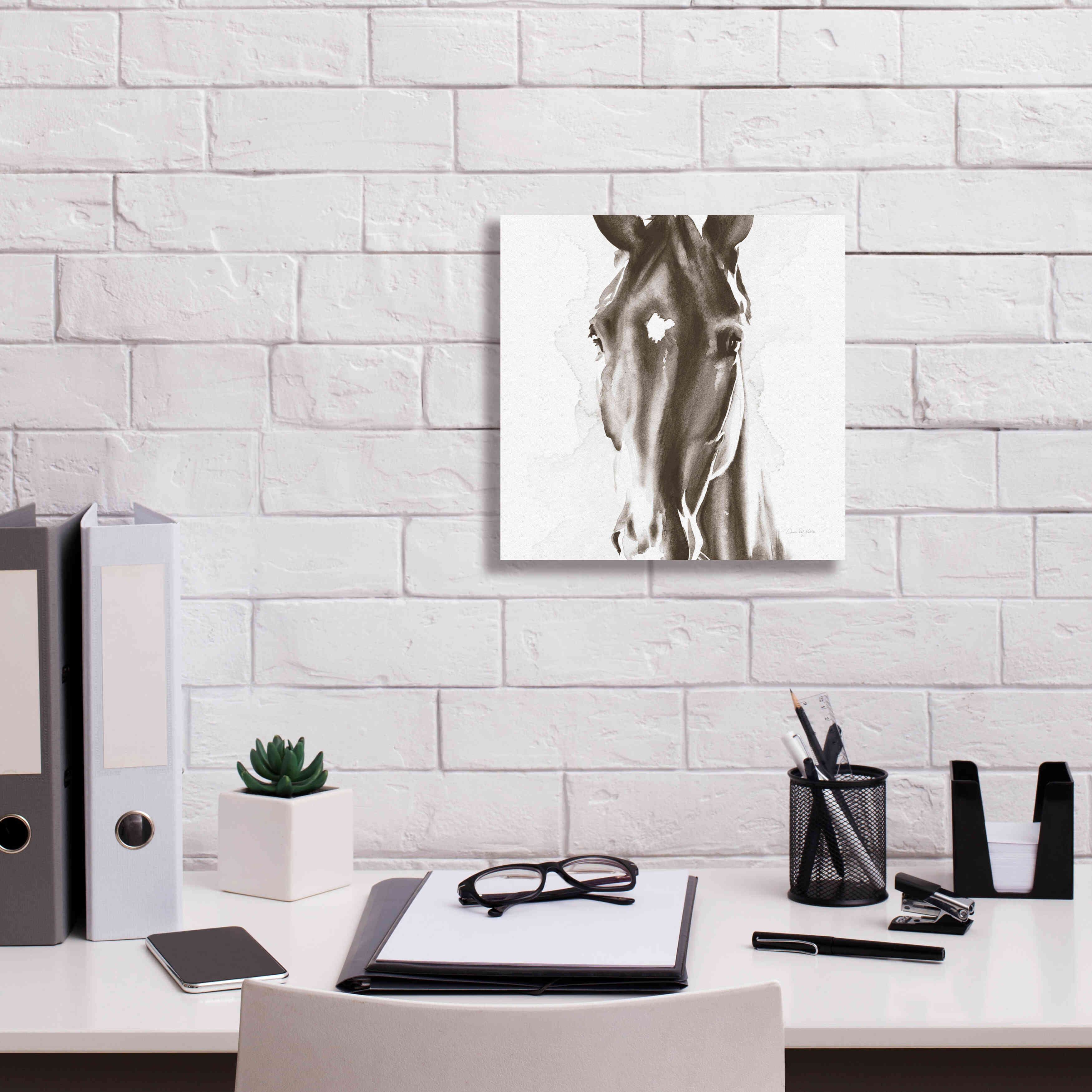 'Le Cheval Noir Brown' by Alan Majchrowicz, Giclee Canvas Wall Art,12x12