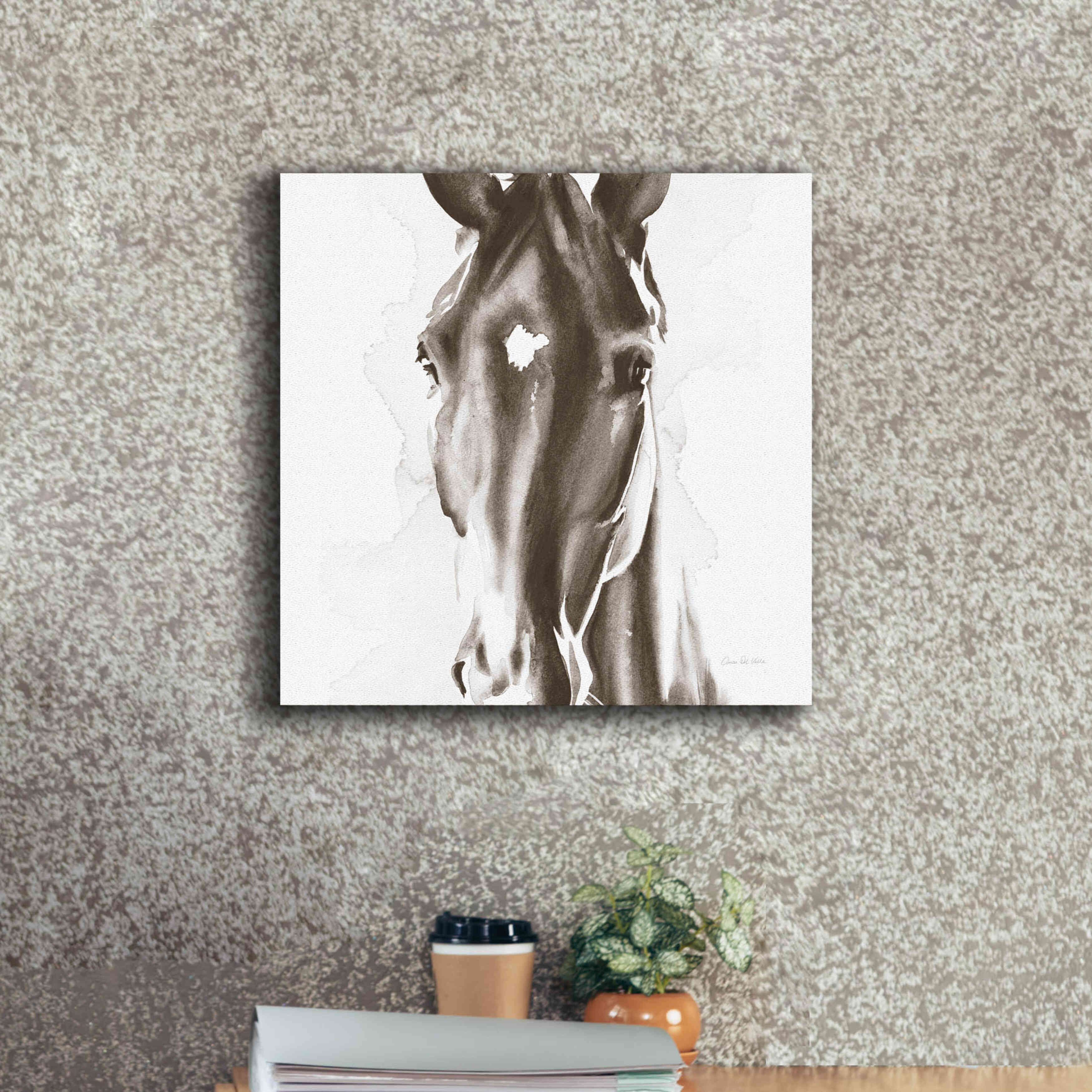 'Le Cheval Noir Brown' by Alan Majchrowicz, Giclee Canvas Wall Art,18x18