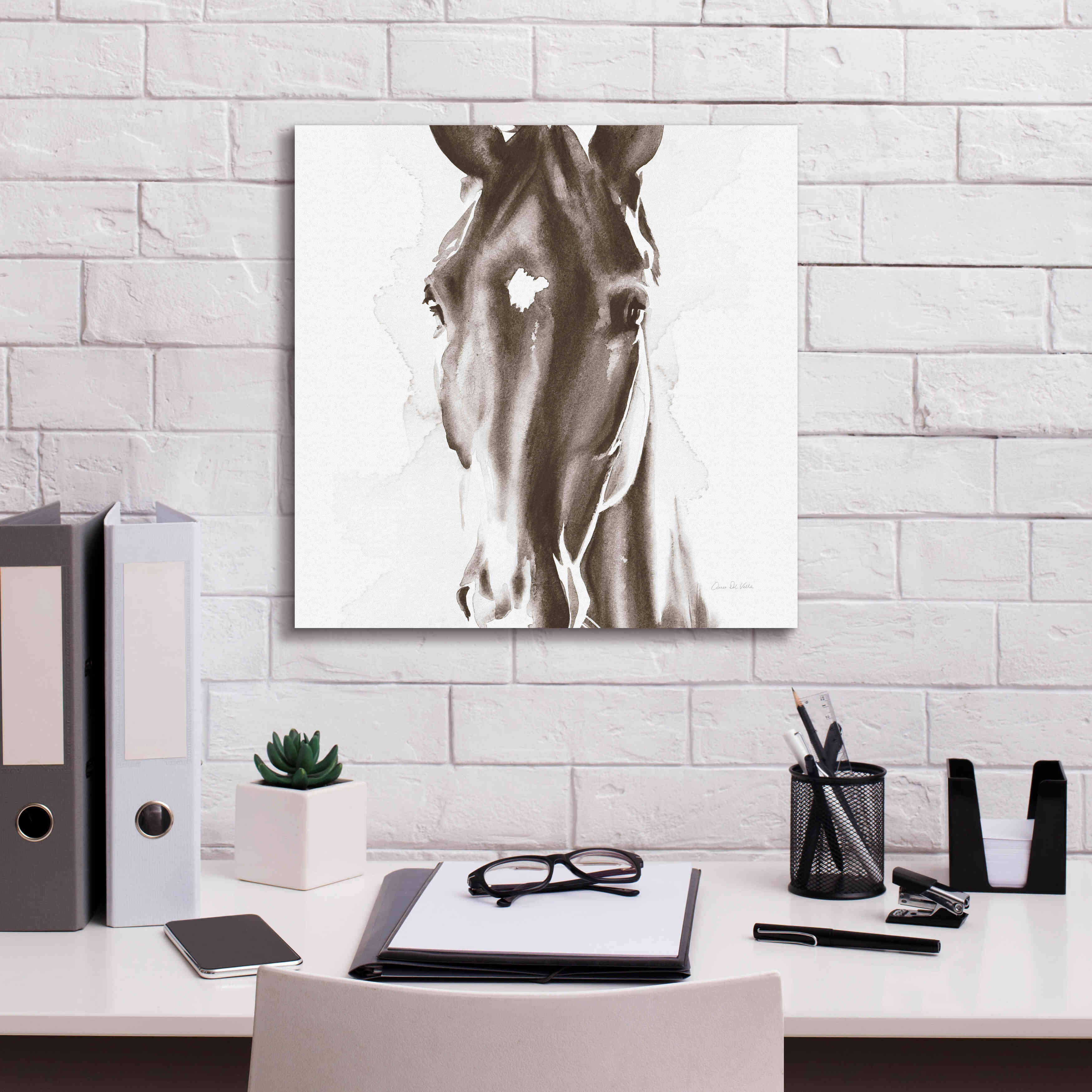 'Le Cheval Noir Brown' by Alan Majchrowicz, Giclee Canvas Wall Art,18x18