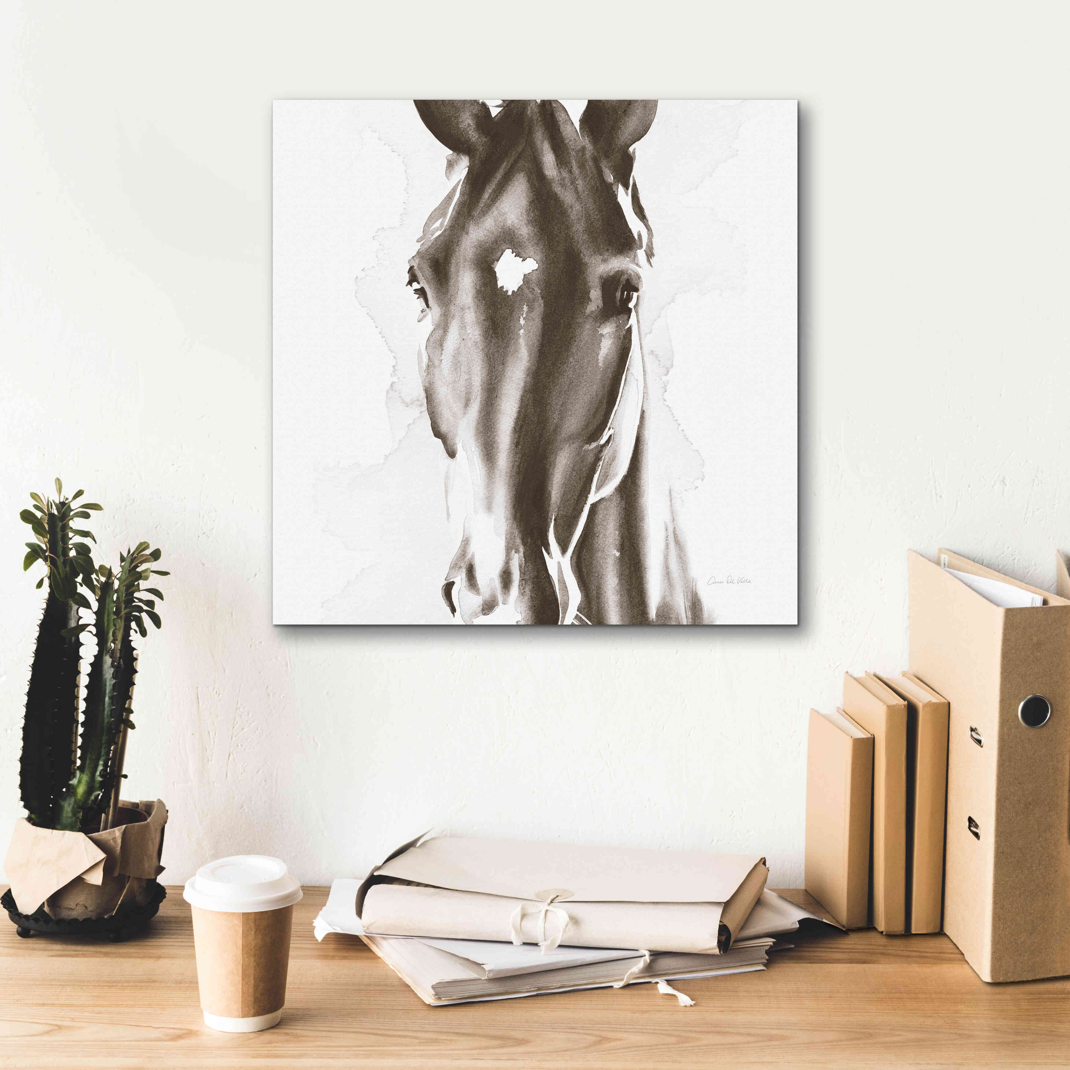 'Le Cheval Noir Brown' by Alan Majchrowicz, Giclee Canvas Wall Art,18x18