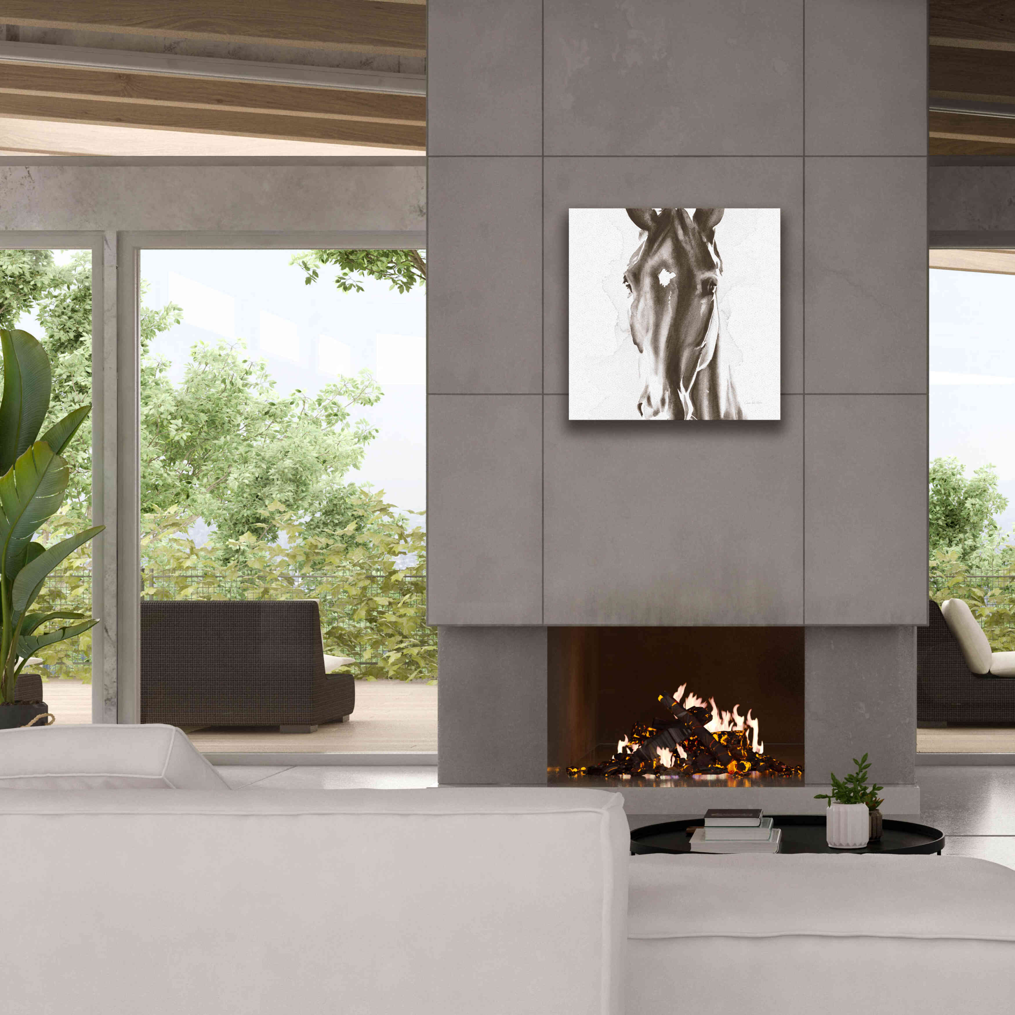 'Le Cheval Noir Brown' by Alan Majchrowicz, Giclee Canvas Wall Art,26x26