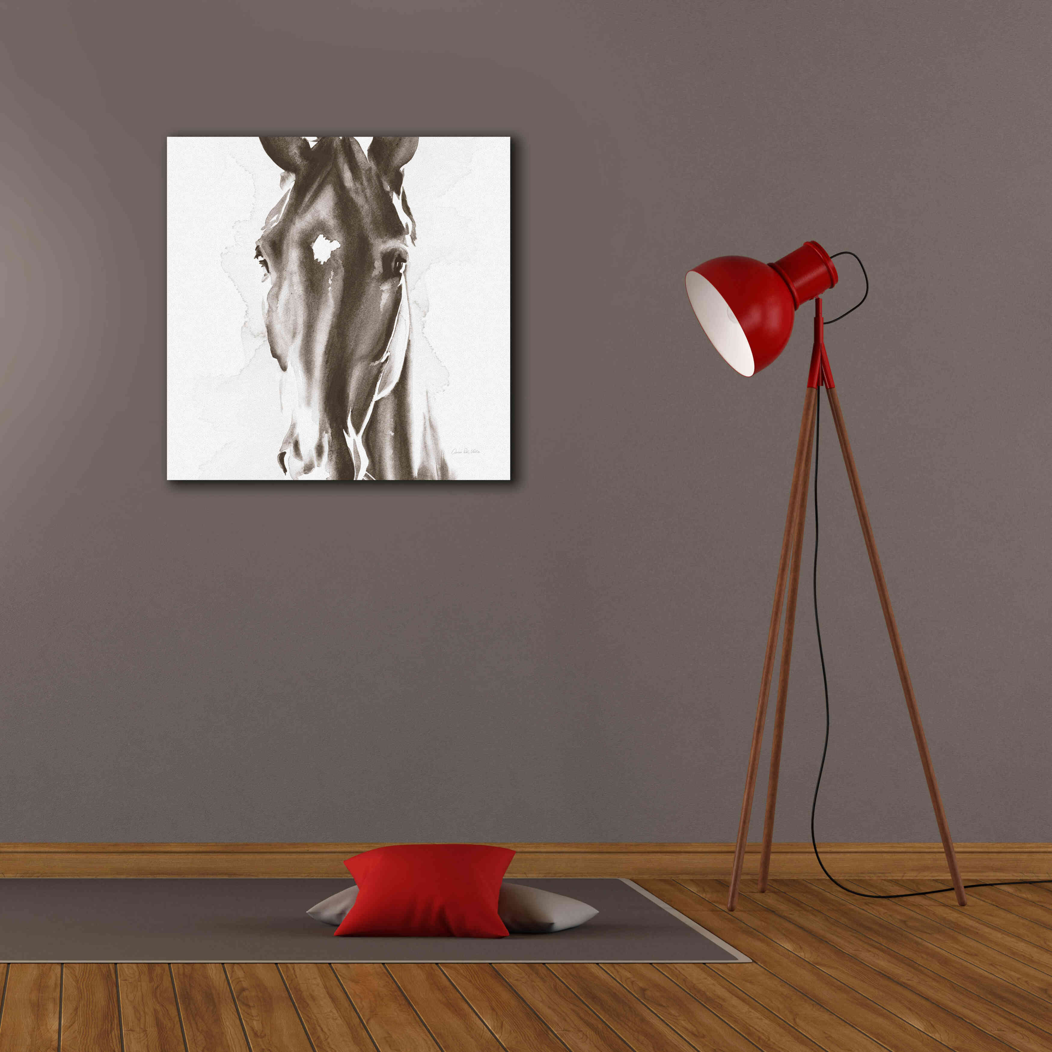 'Le Cheval Noir Brown' by Alan Majchrowicz, Giclee Canvas Wall Art,26x26