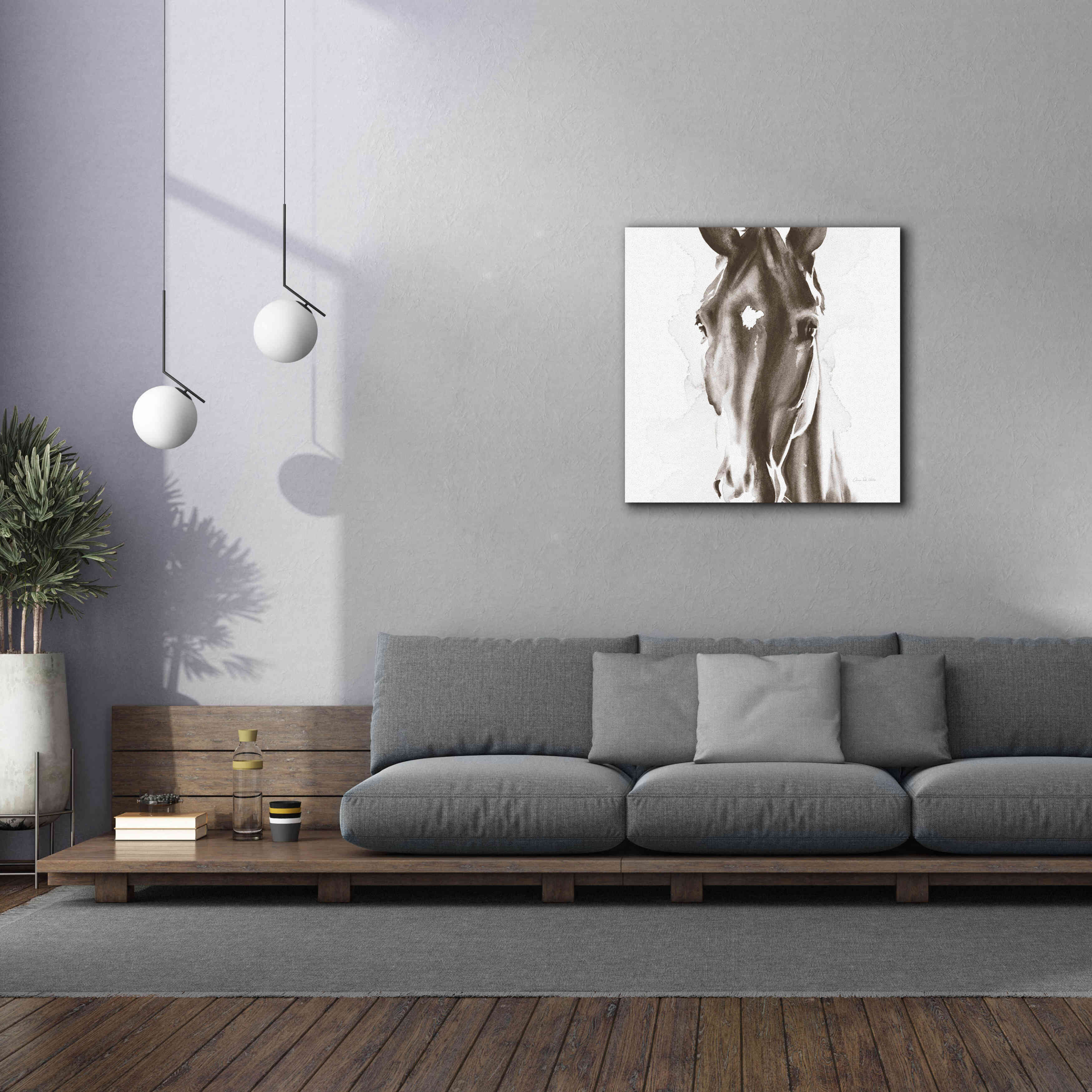 'Le Cheval Noir Brown' by Alan Majchrowicz, Giclee Canvas Wall Art,37x37