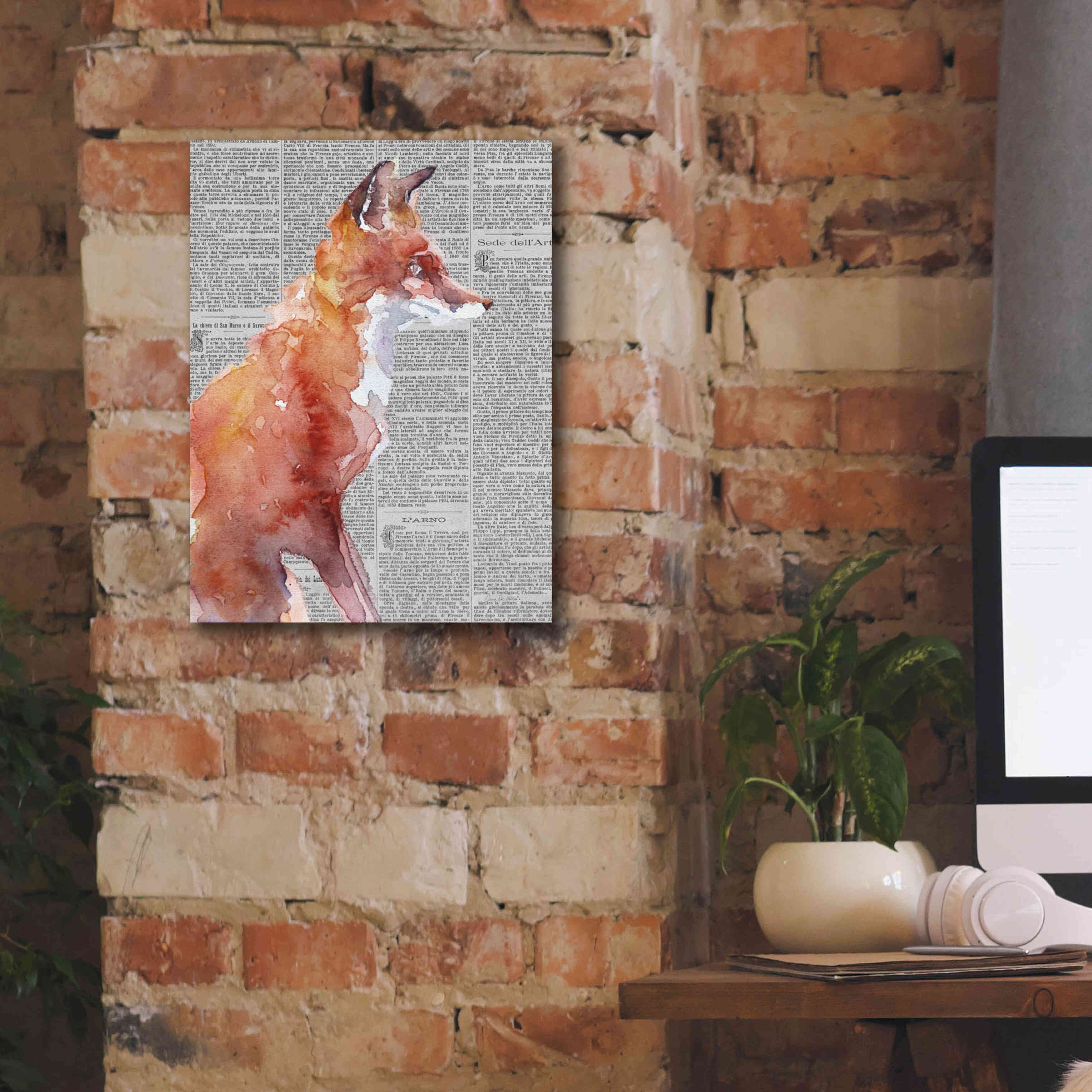 'Sly As A Fox Newsprint' by Alan Majchrowicz, Giclee Canvas Wall Art,12x16