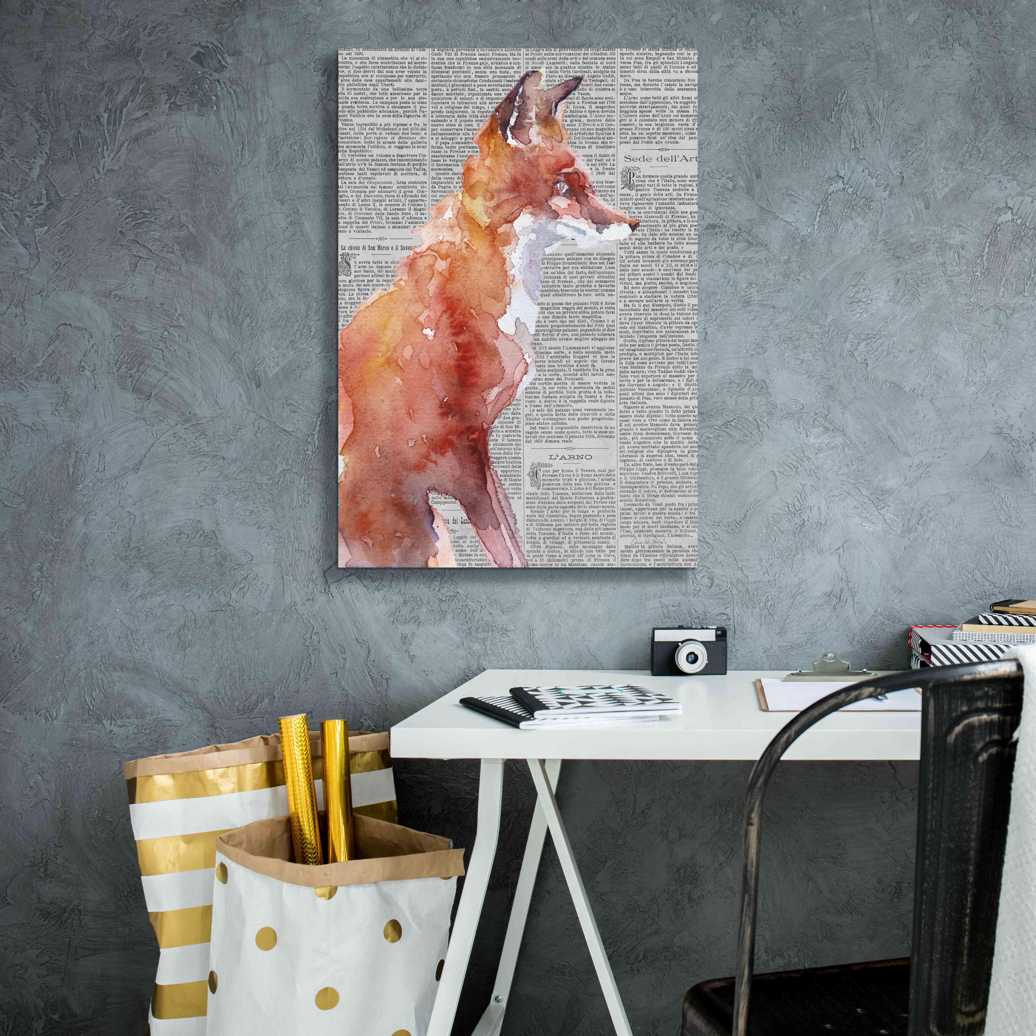 'Sly As A Fox Newsprint' by Alan Majchrowicz, Giclee Canvas Wall Art,18x26