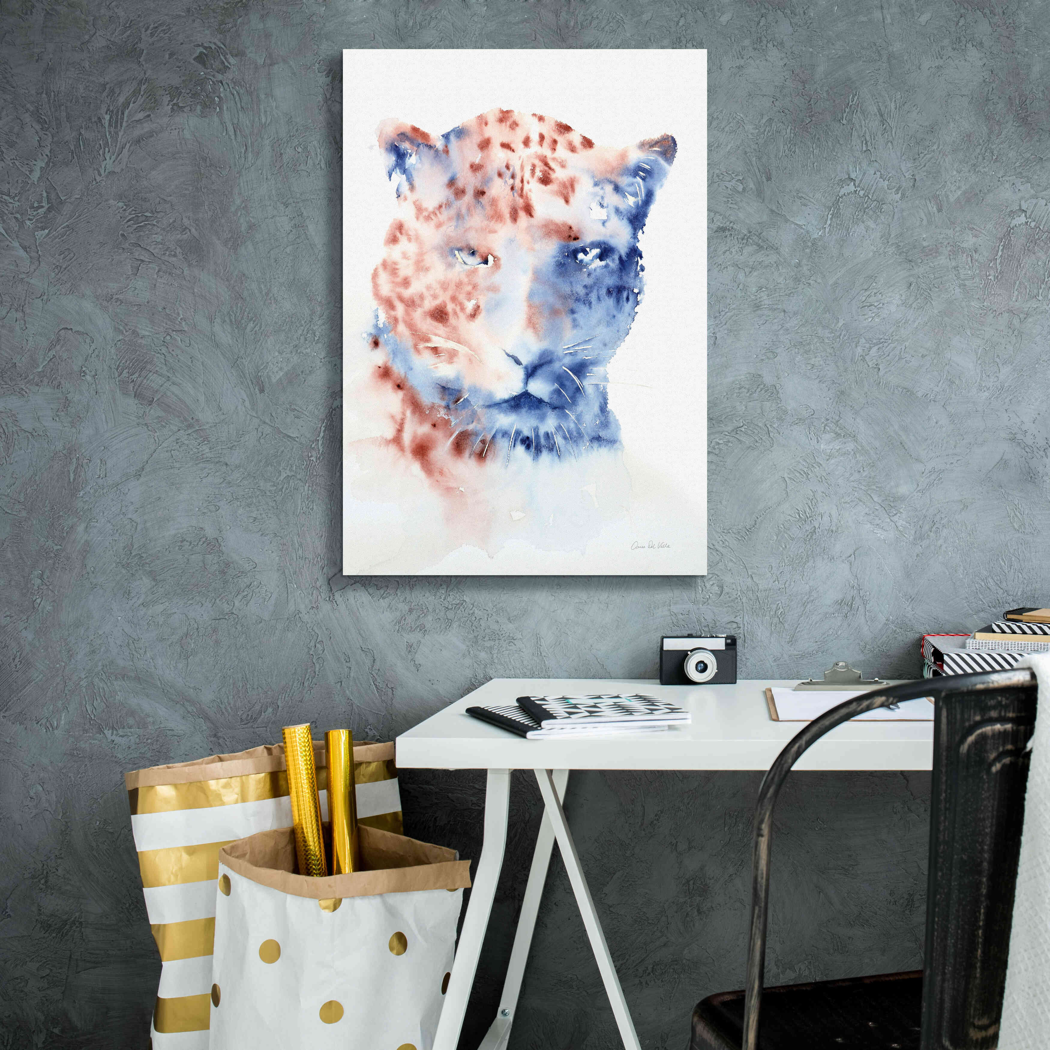 'Copper And Blue Cheetah' by Alan Majchrowicz, Giclee Canvas Wall Art,18x26