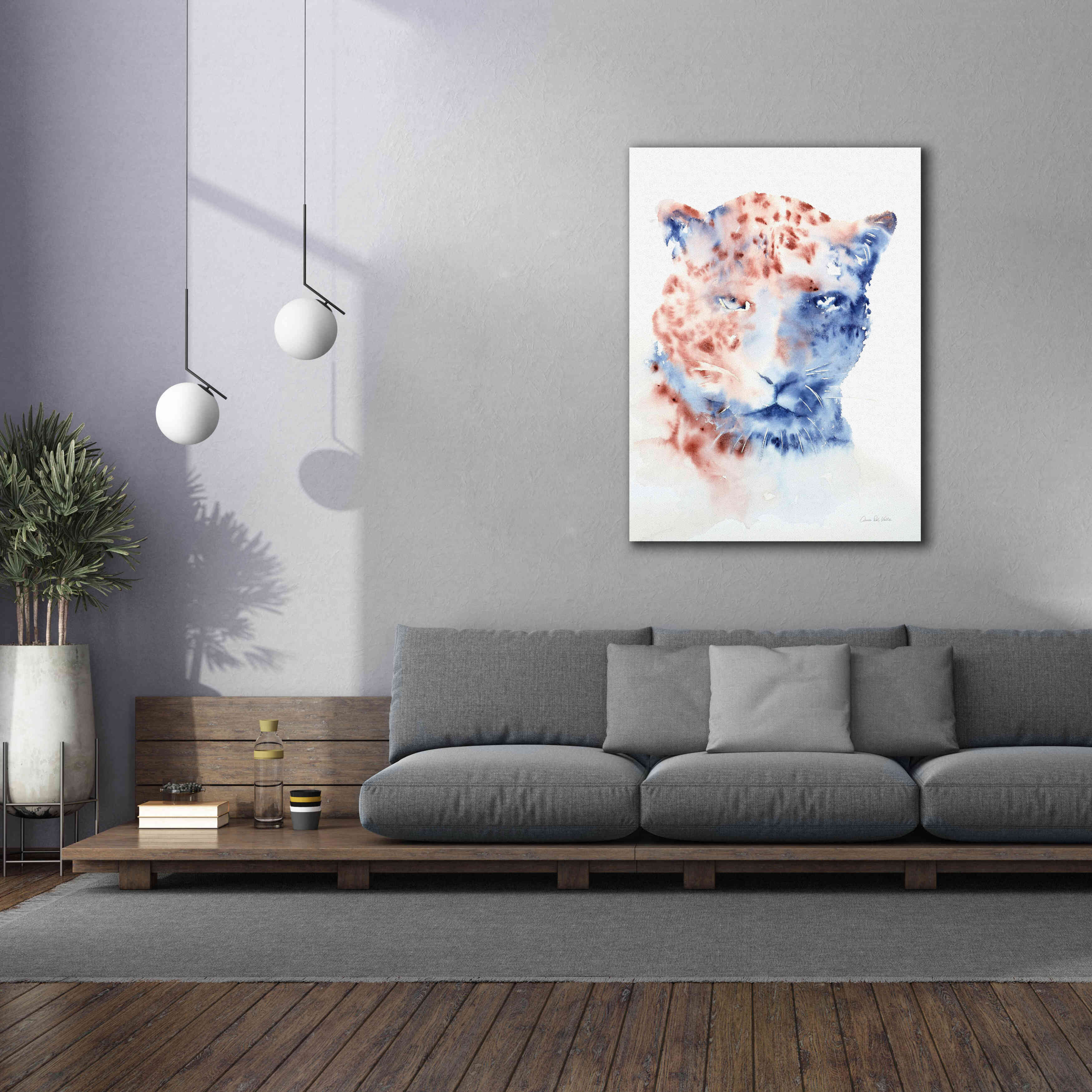 'Copper And Blue Cheetah' by Alan Majchrowicz, Giclee Canvas Wall Art,40x54