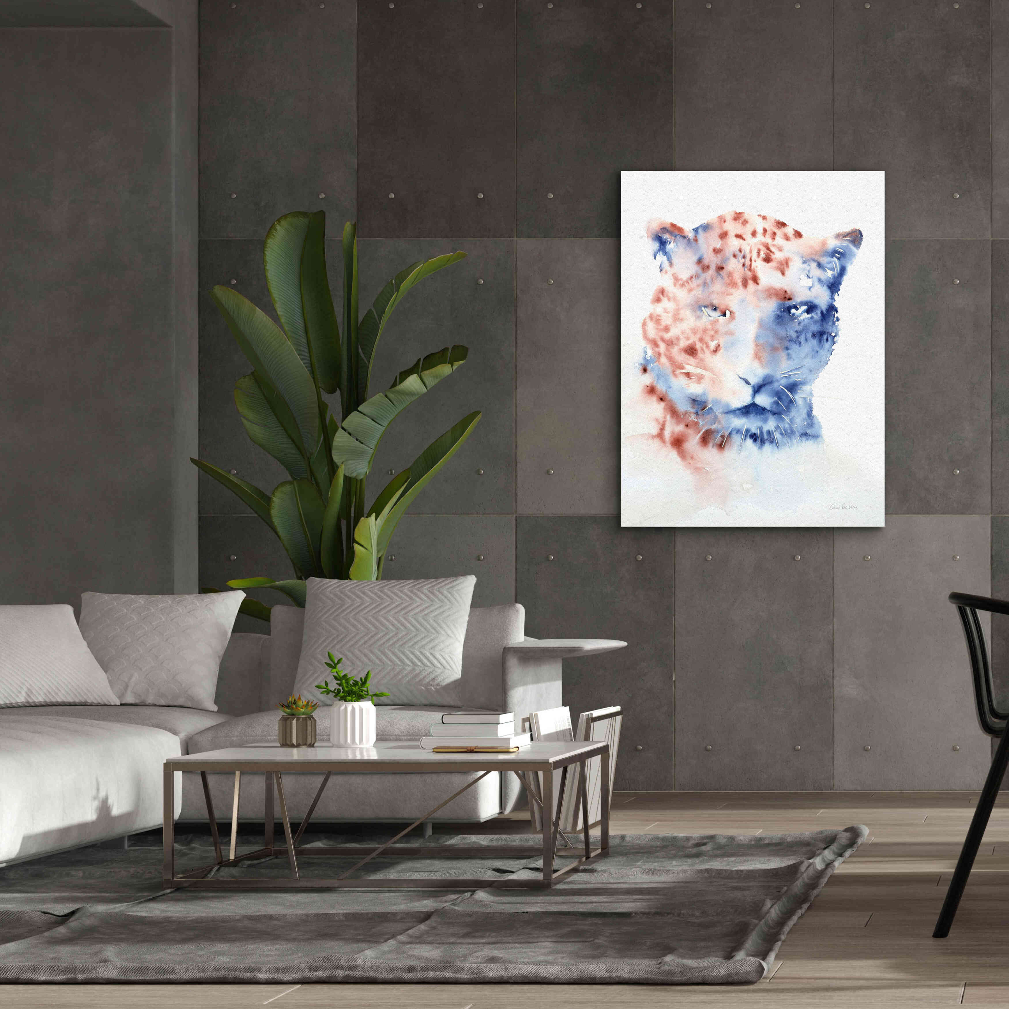 'Copper And Blue Cheetah' by Alan Majchrowicz, Giclee Canvas Wall Art,40x54
