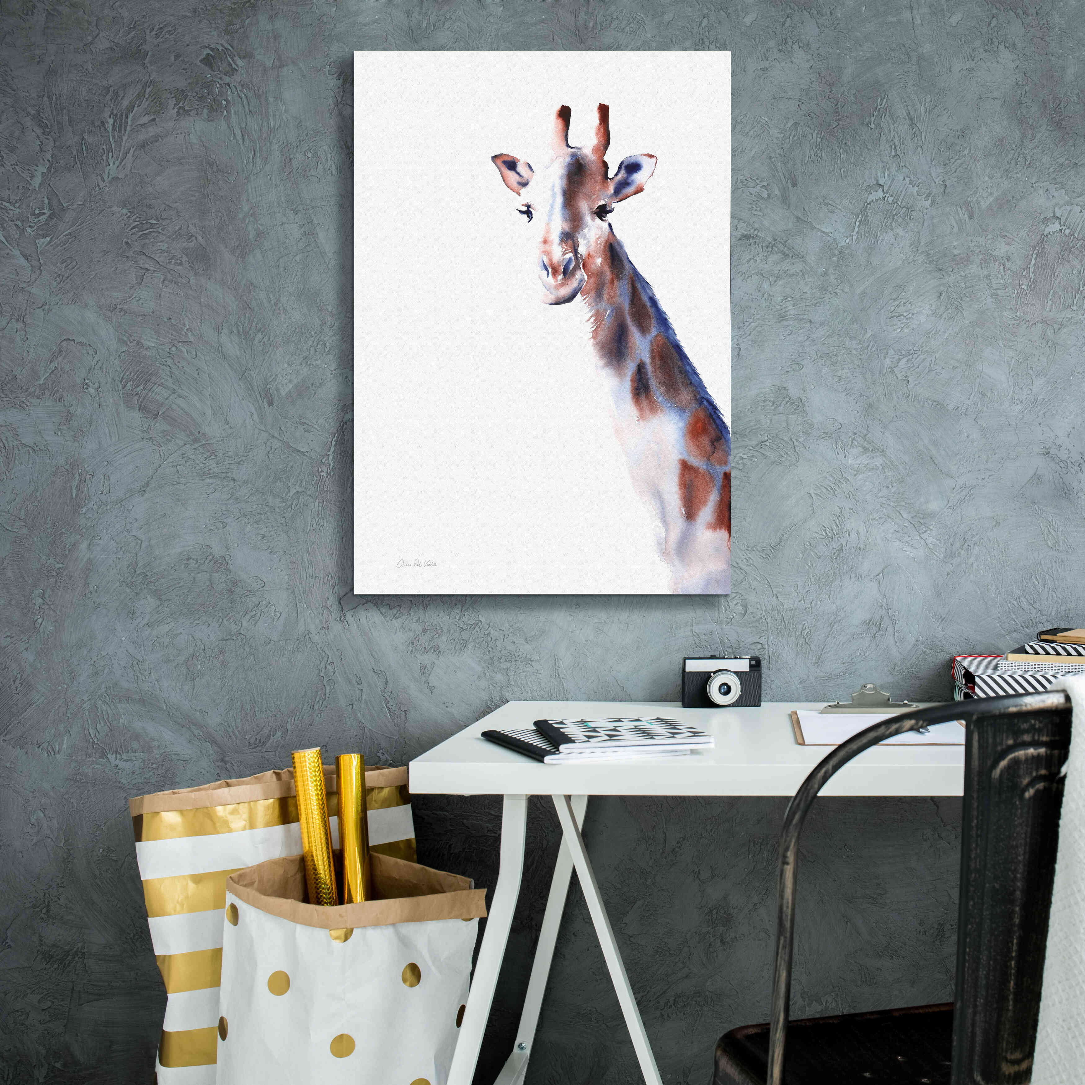 'Copper And Blue Giraffe' by Alan Majchrowicz, Giclee Canvas Wall Art,18x26