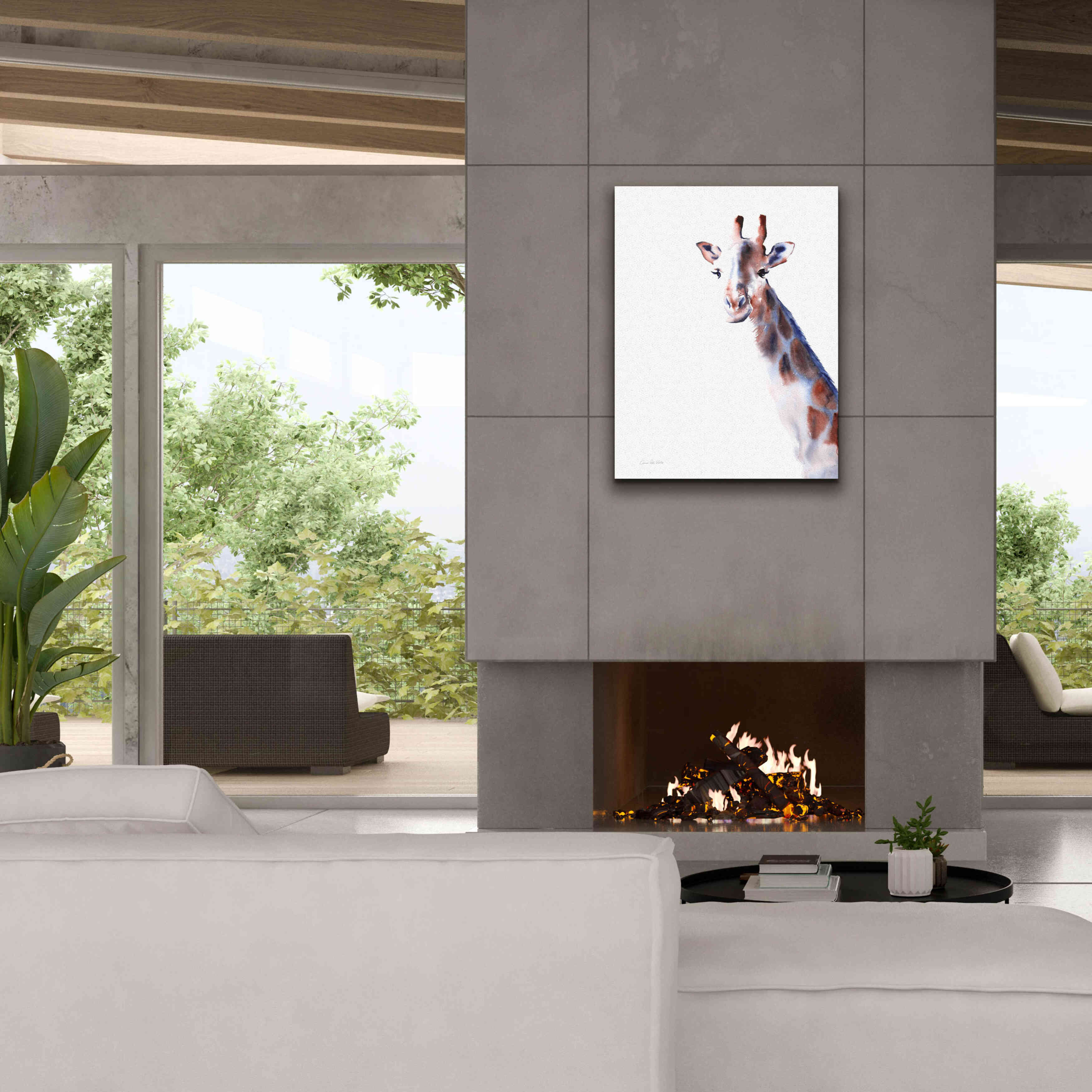 'Copper And Blue Giraffe' by Alan Majchrowicz, Giclee Canvas Wall Art,26x34