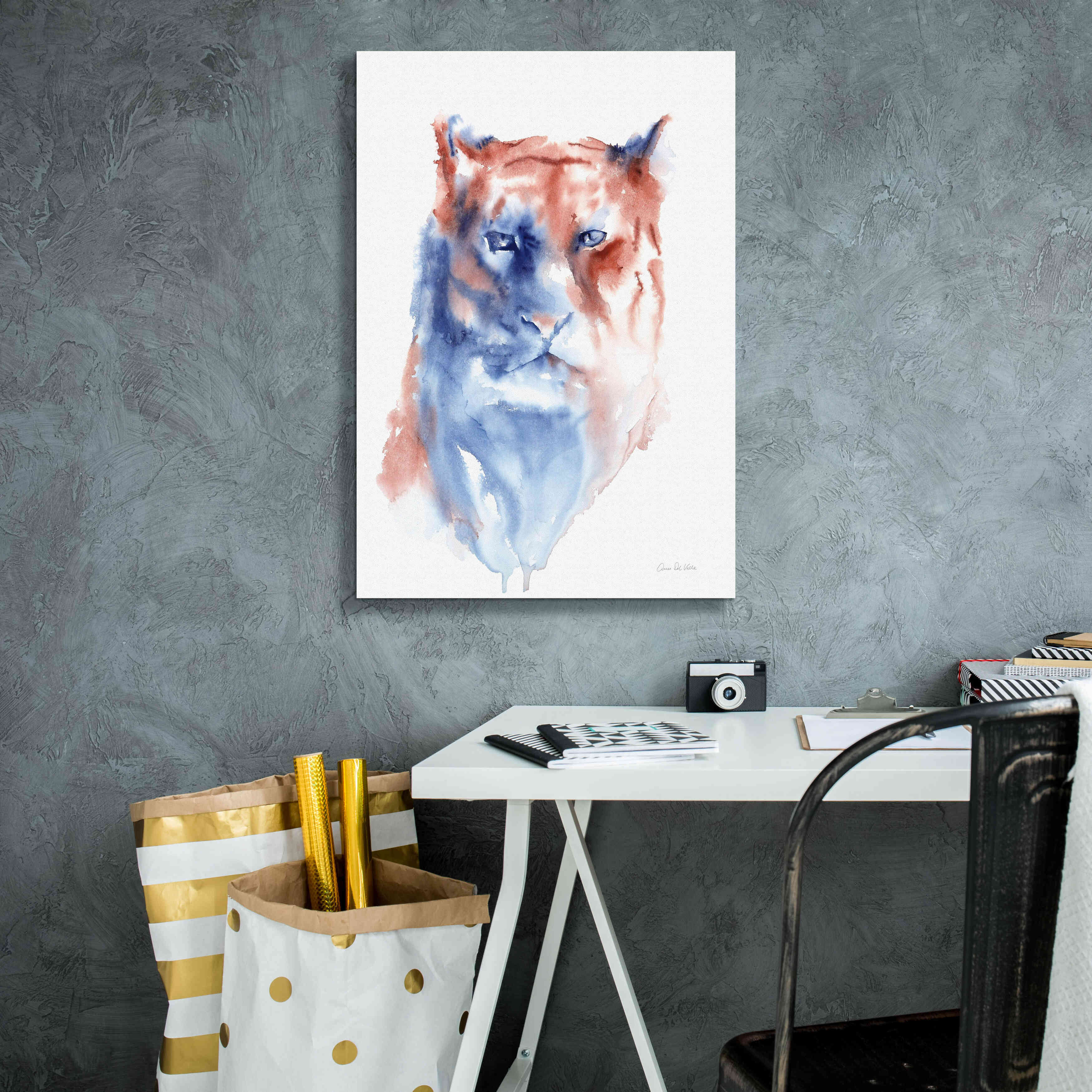 'Copper And Blue Lioness' by Alan Majchrowicz, Giclee Canvas Wall Art,18x26