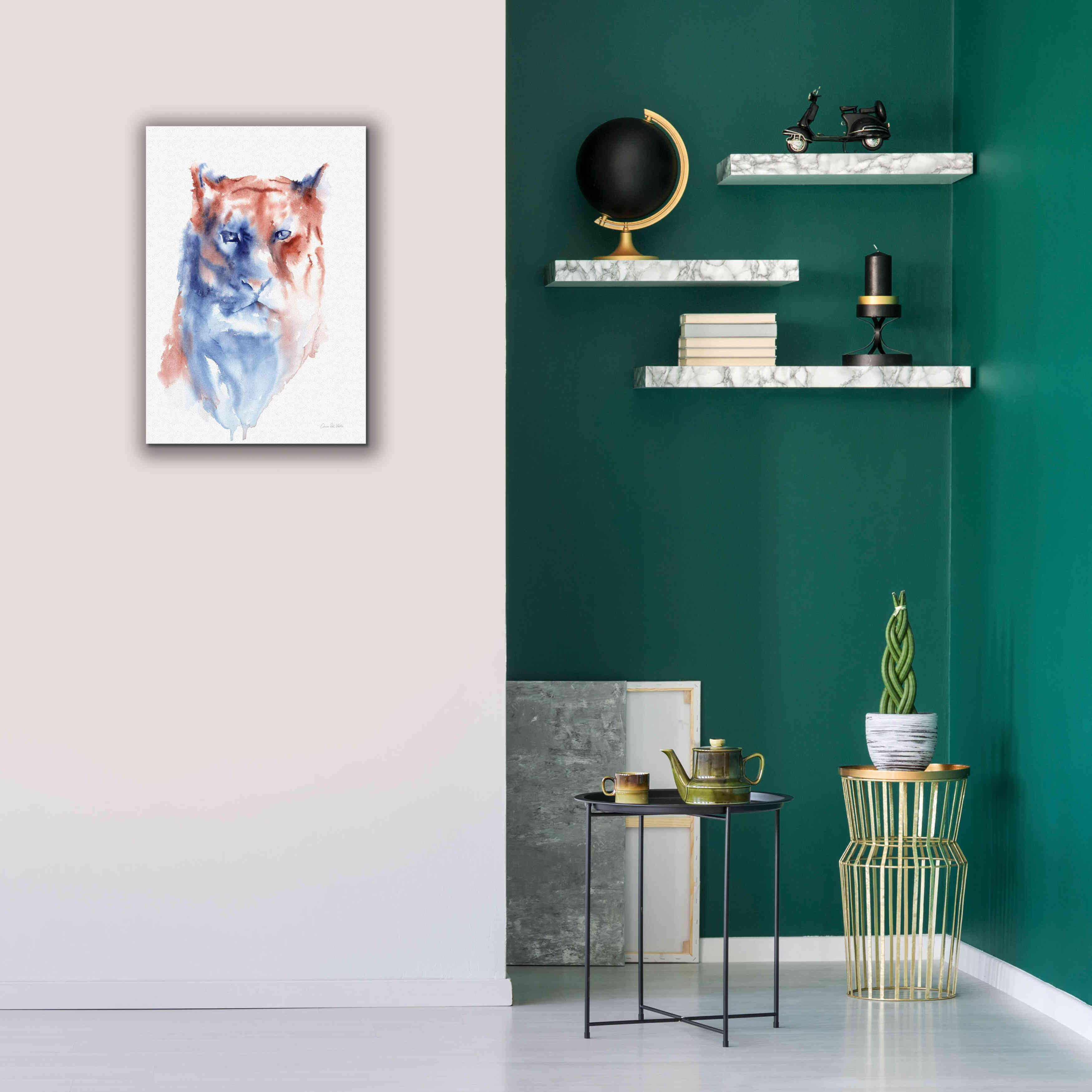 'Copper And Blue Lioness' by Alan Majchrowicz, Giclee Canvas Wall Art,18x26