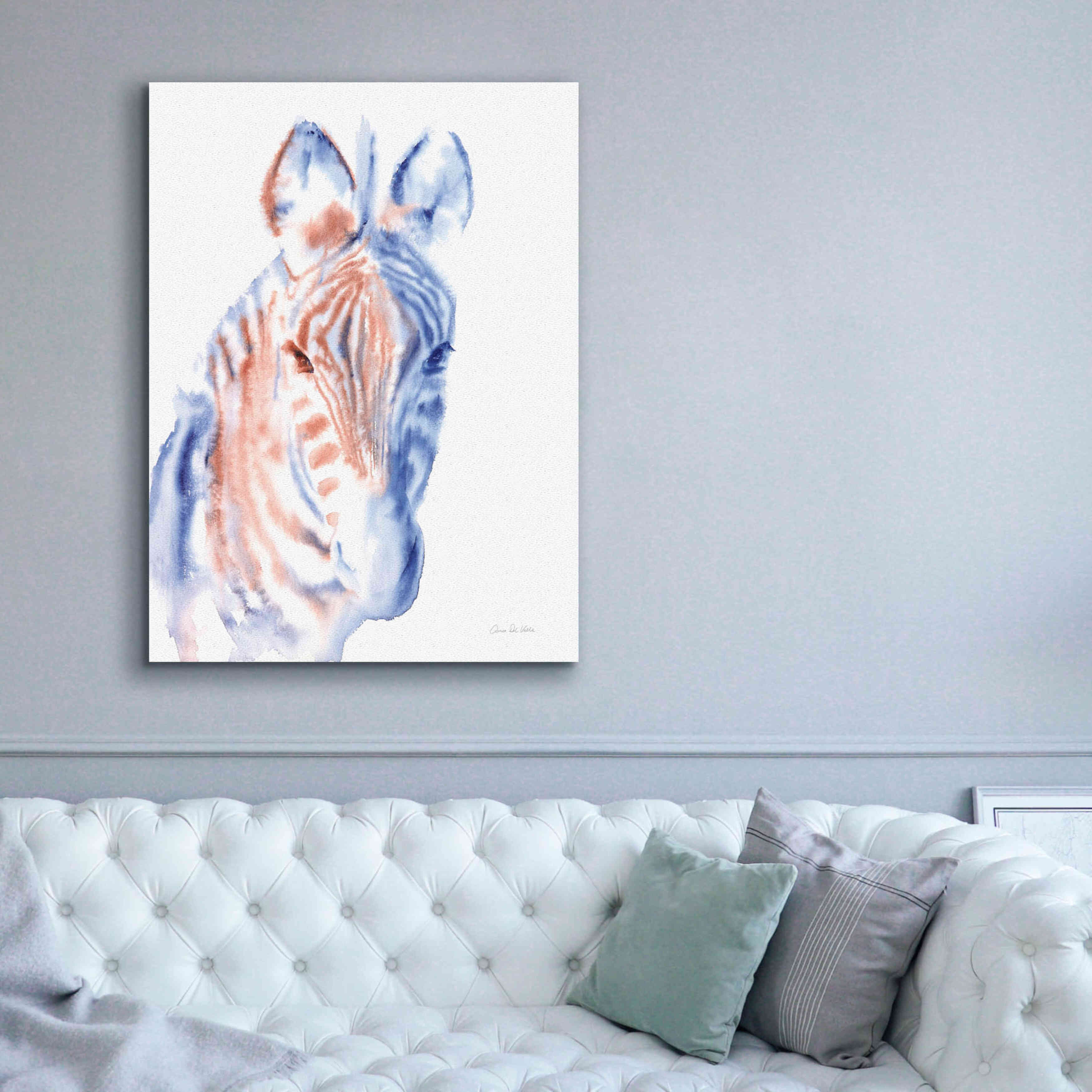 'Copper And Blue Zebra' by Alan Majchrowicz, Giclee Canvas Wall Art,40x54
